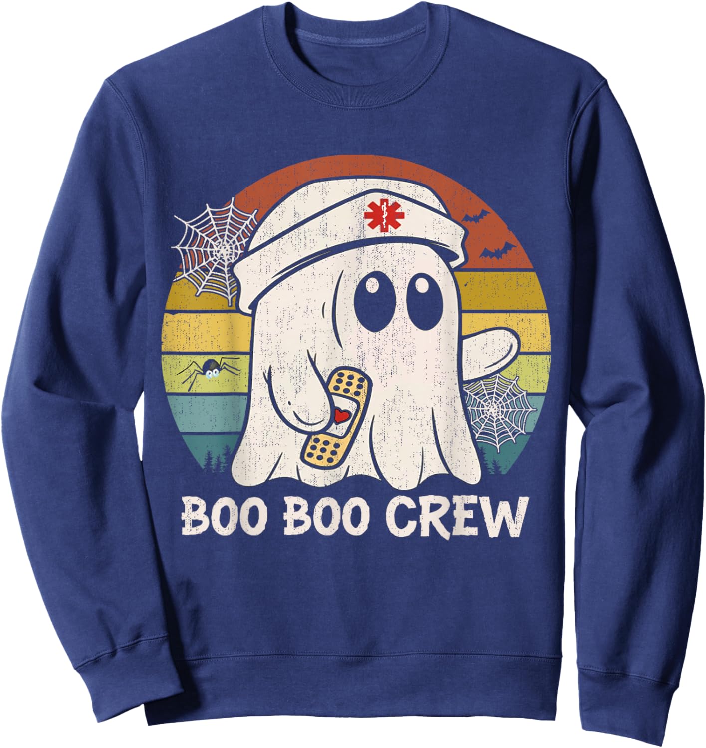Boo Boo Crew Nurse Shirt Funny Ghost Women Halloween Nurse Sweatshirt - Sweatshirt | Navy