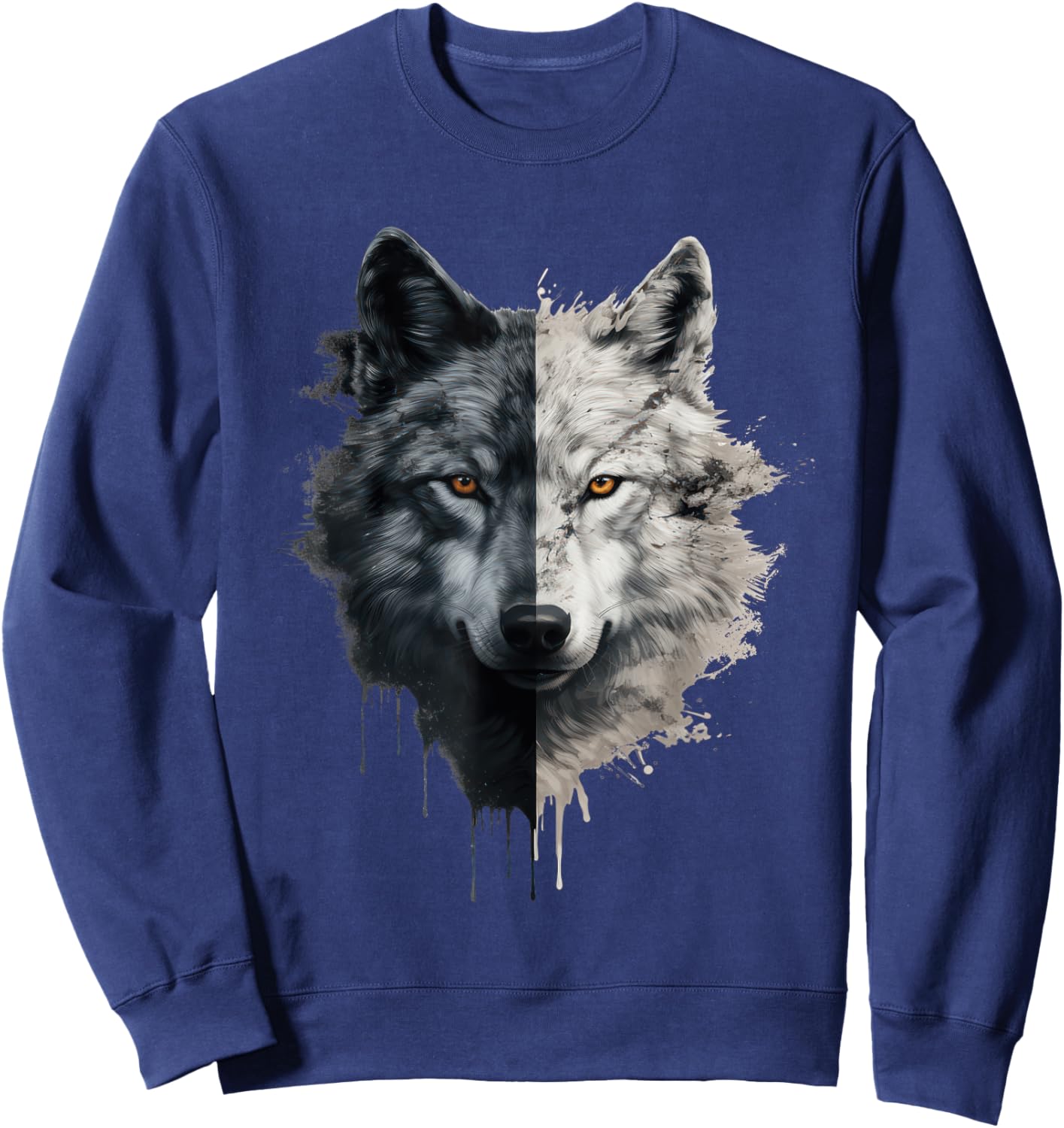Wolf Face Graphic Sweatshirt - Sweatshirt | Navy