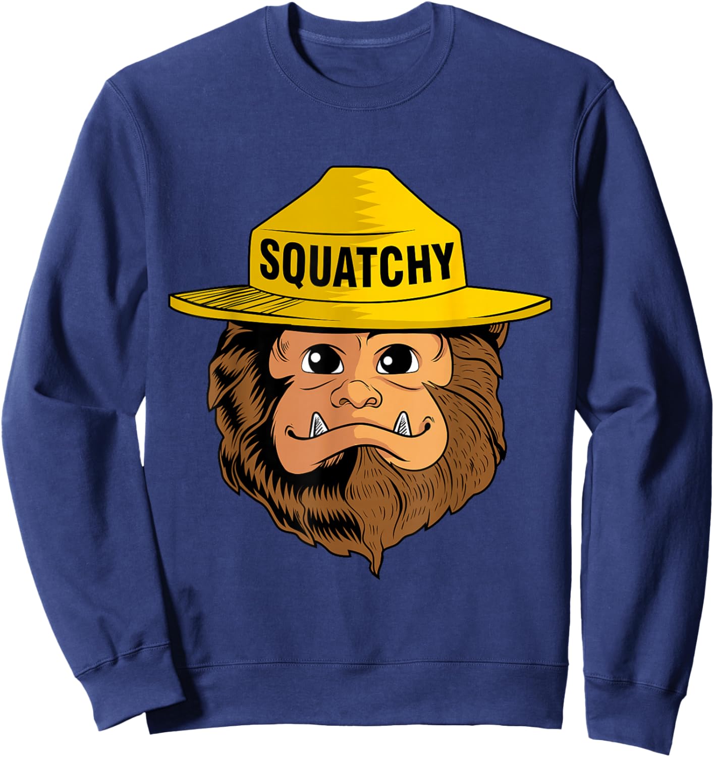 Bigfoot Squatchy Sasquatch Camping Hiking Retro Vintage Sweatshirt - Sweatshirt | Navy