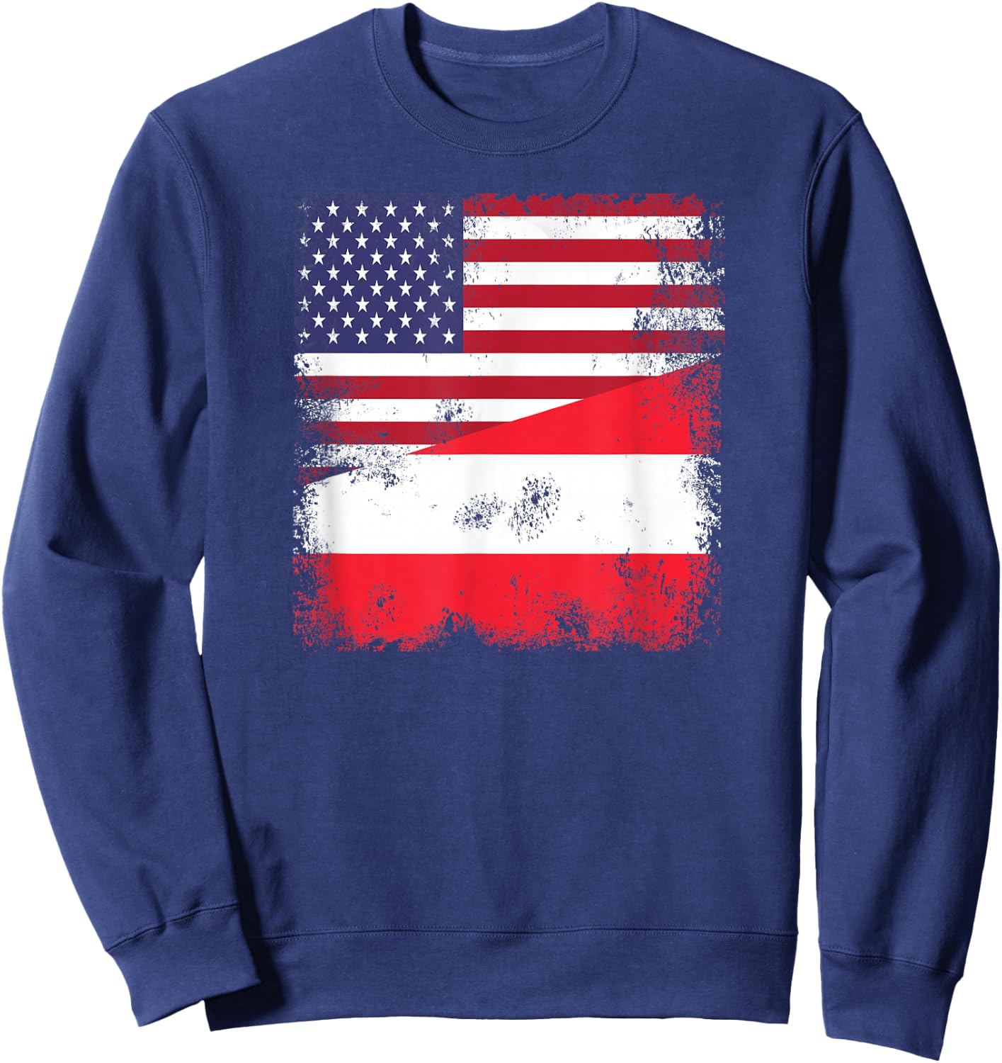 Half Austrian Flag | Vintage Austria USA Gift Sweatshirt - Sweatshirt | Navy