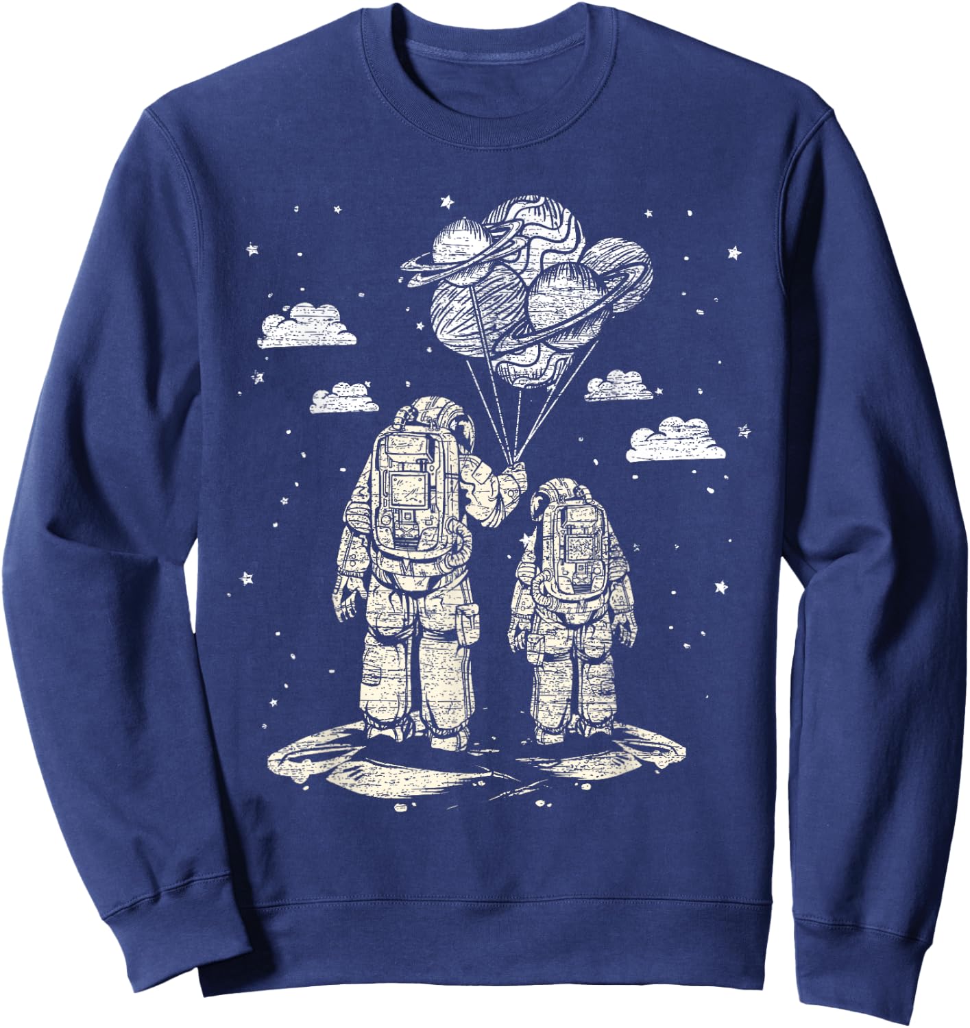 Fathers Day Space Science Astronomy Lover Dad Son Astronaut Sweatshirt - Sweatshirt | Navy