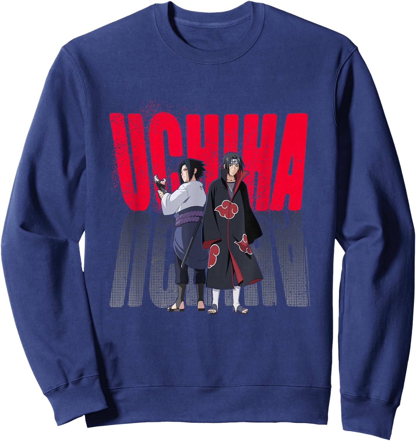 Naruto Shippuden Uchiha Itachi & Sasuke Gradient Logo Anime Sweatshirt - Sweatshirt | Navy