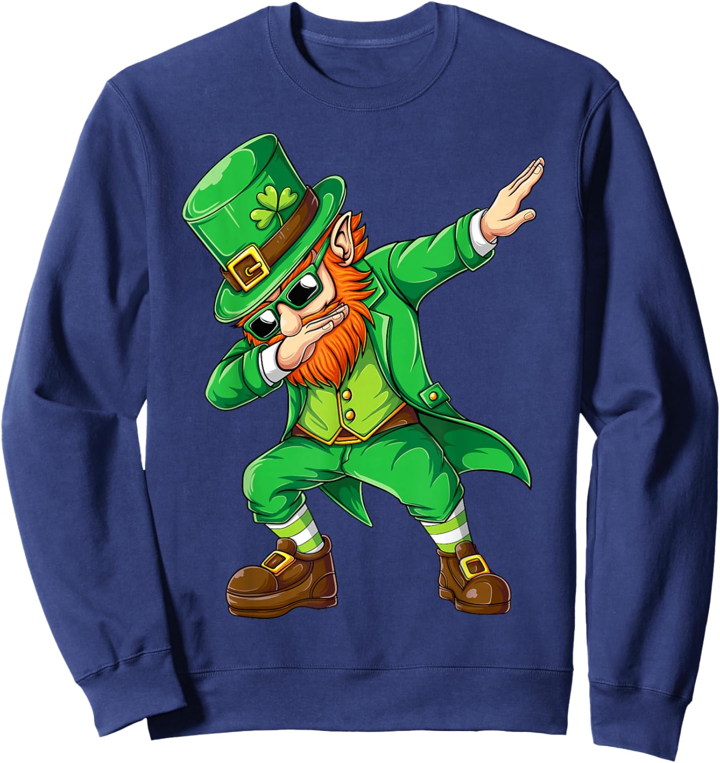 Dabbing Leprechaun Funny Gifts Men Kids Boys St Patricks Day Sweatshirt - Sweatshirt | Navy