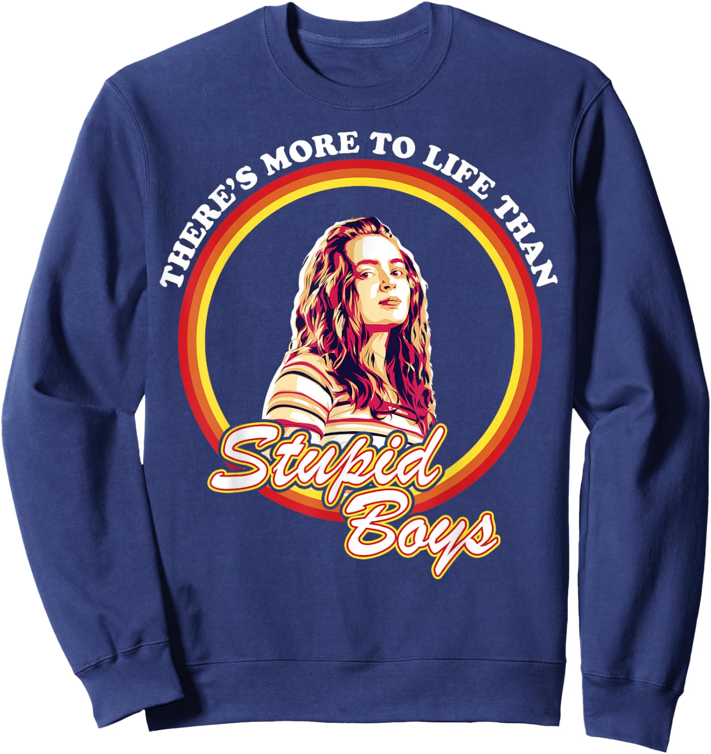 Netflix Stranger Things Max More To Life Than Stupid Boys Short Sleeve Sweatshirt - Sweatshirt | Navy
