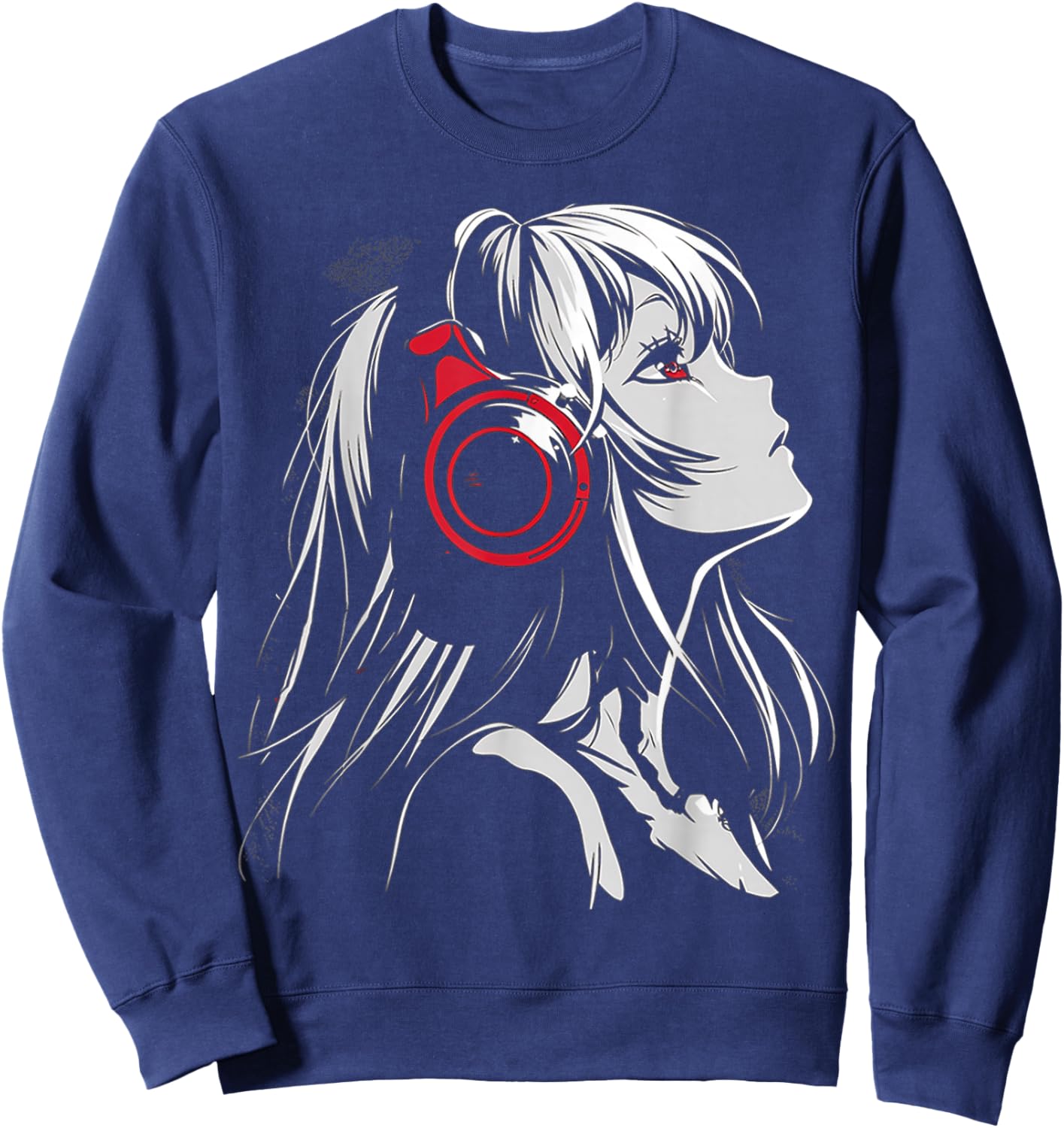 Anime Manga Motif Headphone Artwork Anime Sweatshirt - Sweatshirt | Navy