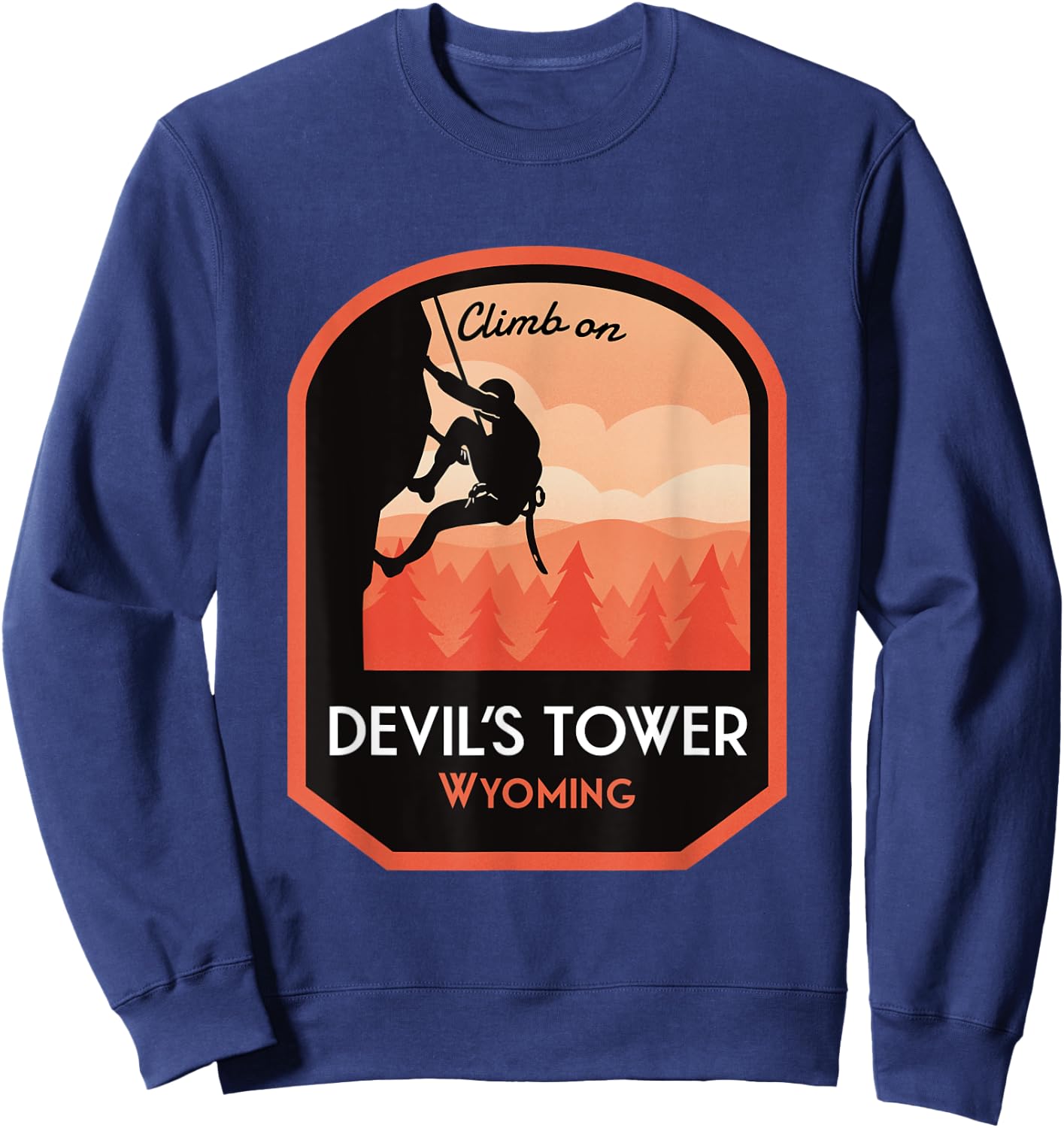 Devils Tower Wyoming Rock Climbing Sweatshirt - Sweatshirt | Navy
