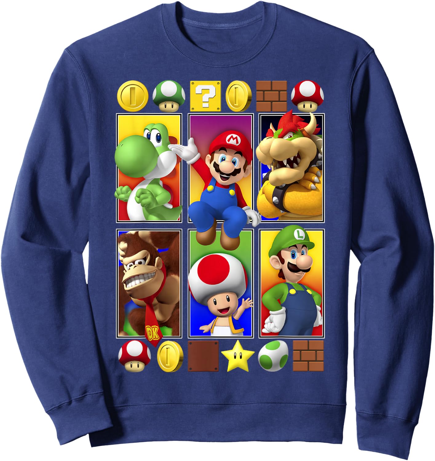 Super Mario Group Shot Items Panels Sweatshirt - Sweatshirt | Navy