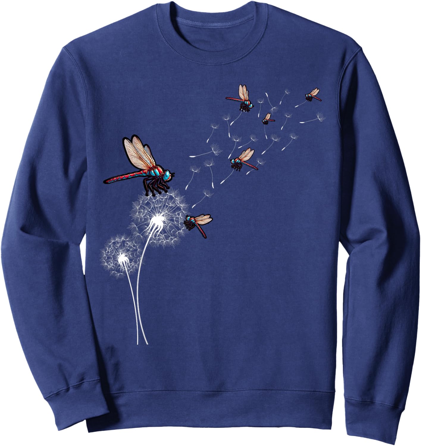 Dandelion Dragonfly Wildlife Insect Dragonfly Sweatshirt - Sweatshirt | Navy