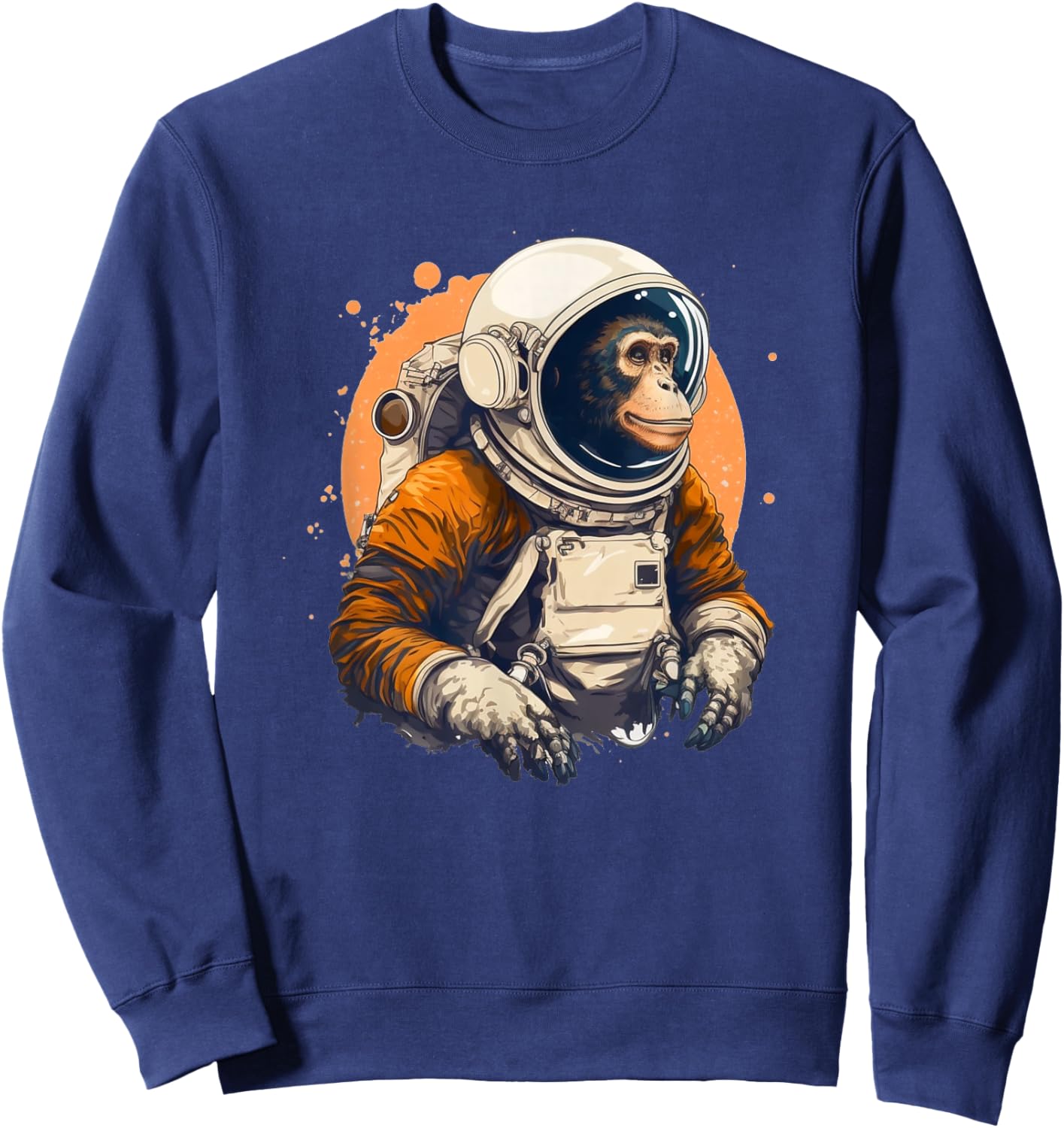 Space Vintage Travel Astronaut Monkey Astronaut Sweatshirt - Sweatshirt | Navy