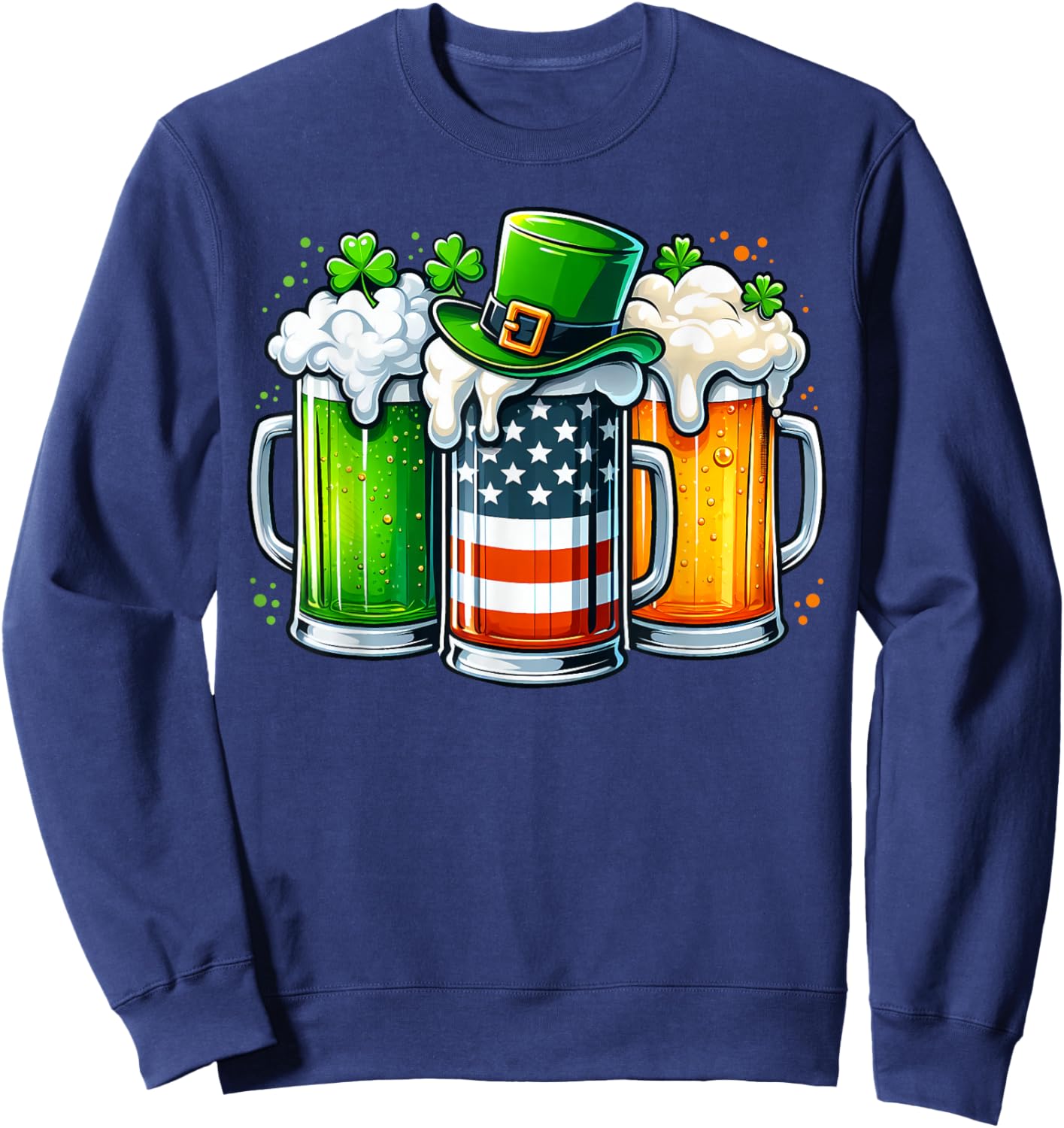 Irish Beer Ireland Flag St Patricks Day Men Women Leprechaun Sweatshirt - Sweatshirt | Navy