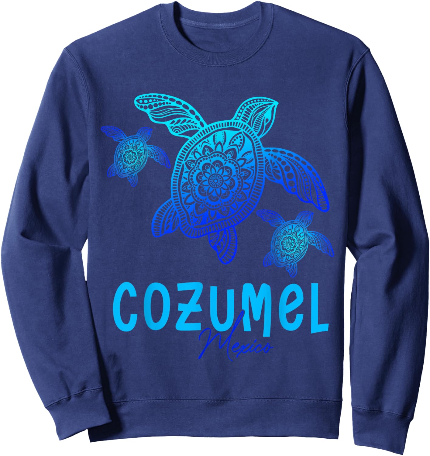 Tribal Sea Turtle Cozumel Mexico Vacation Sweatshirt - Sweatshirt | Navy