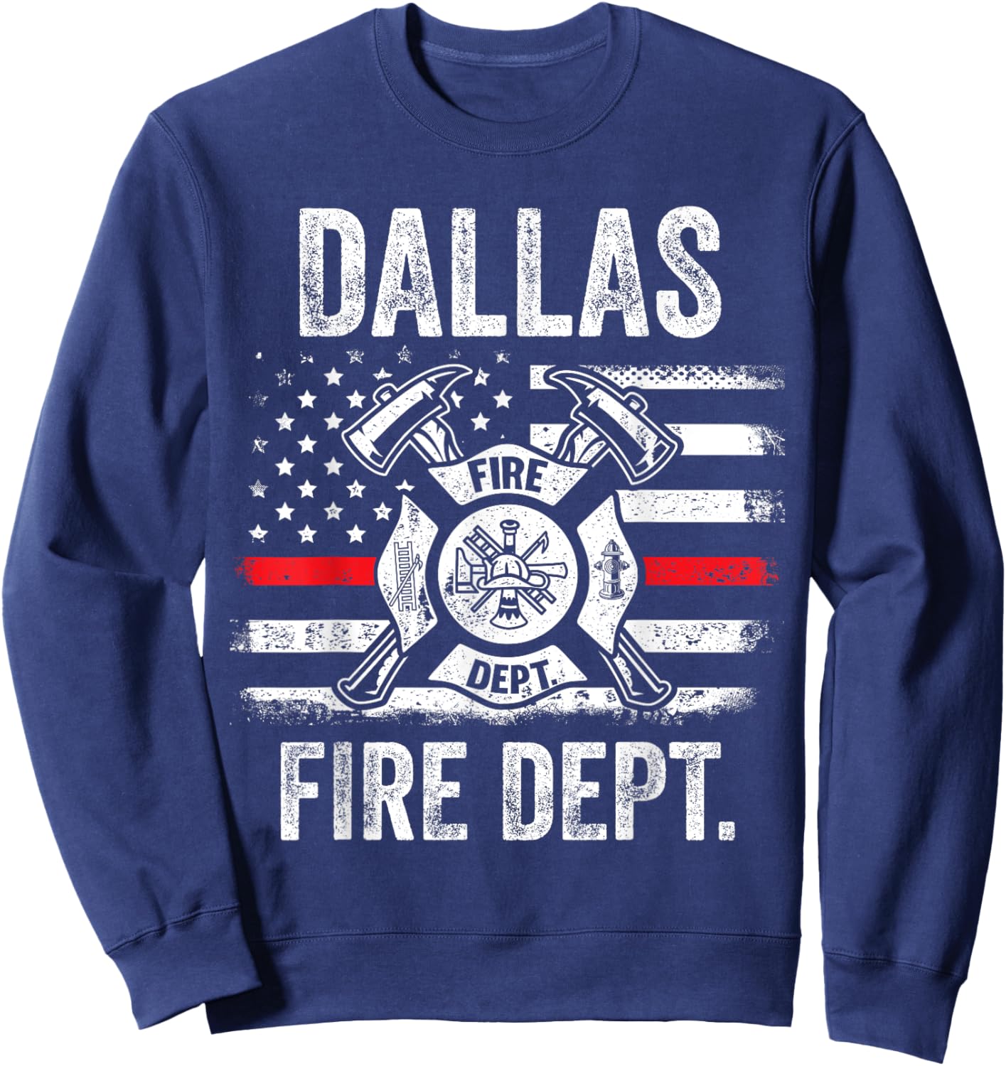 Dallas Texas Fire Department Thin Red Line Fireman Sweatshirt - Sweatshirt | Navy
