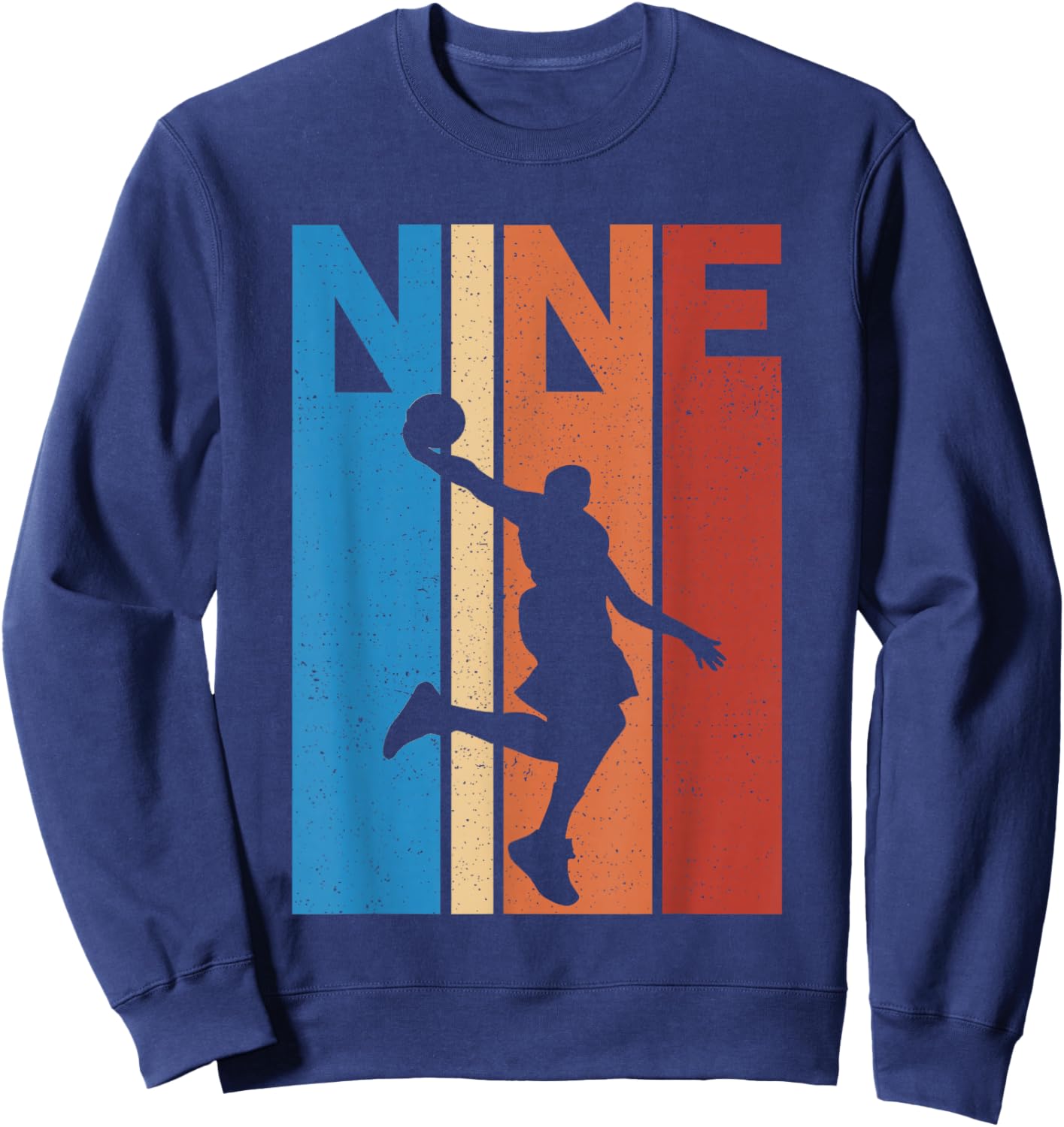 9th Birthday Party Nine 9 Years Old Basketball Kids Boys Sweatshirt - Sweatshirt | Navy