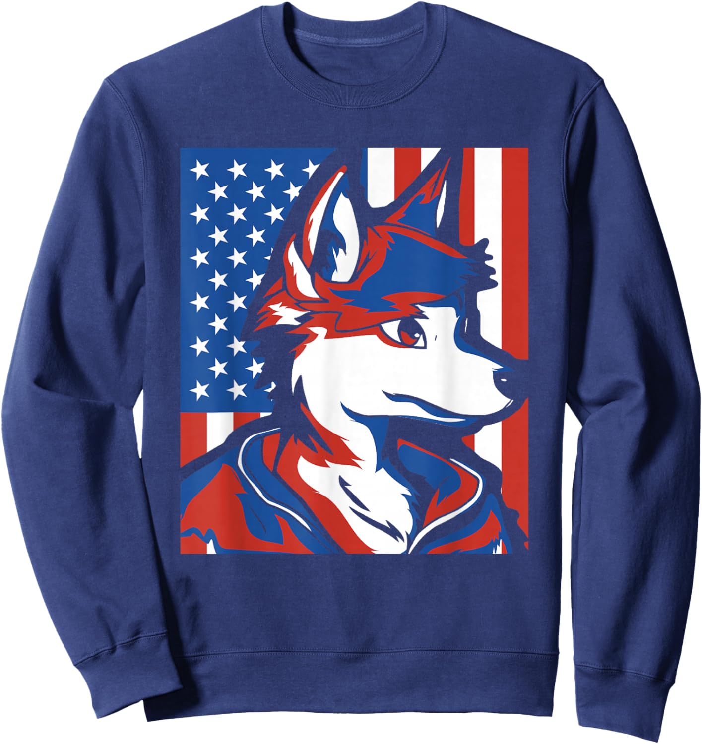 Furry Fandom Us Flag Cosplay Furs - Fursuiter Fursuits Sweatshirt - Sweatshirt | Navy