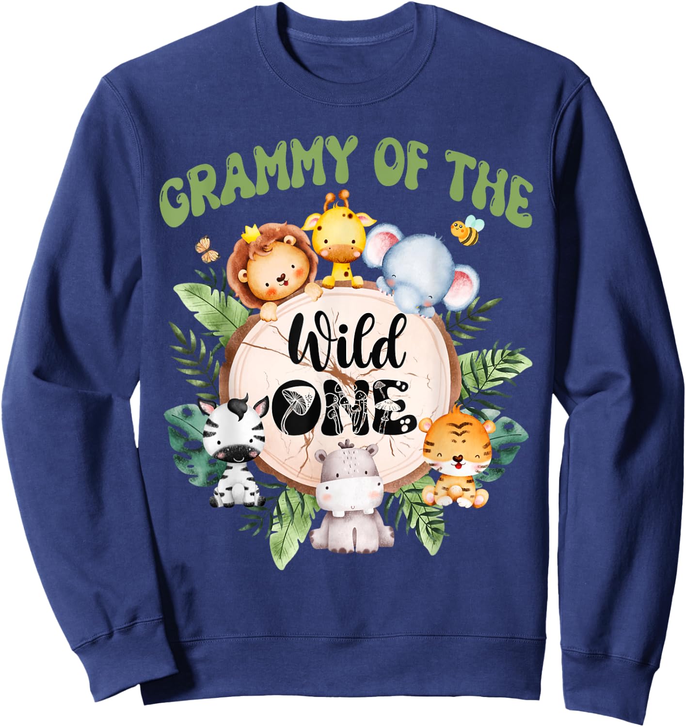 Grammy Of The Wild One 1st Birthday Safari Family Matching Sweatshirt - Sweatshirt | Navy