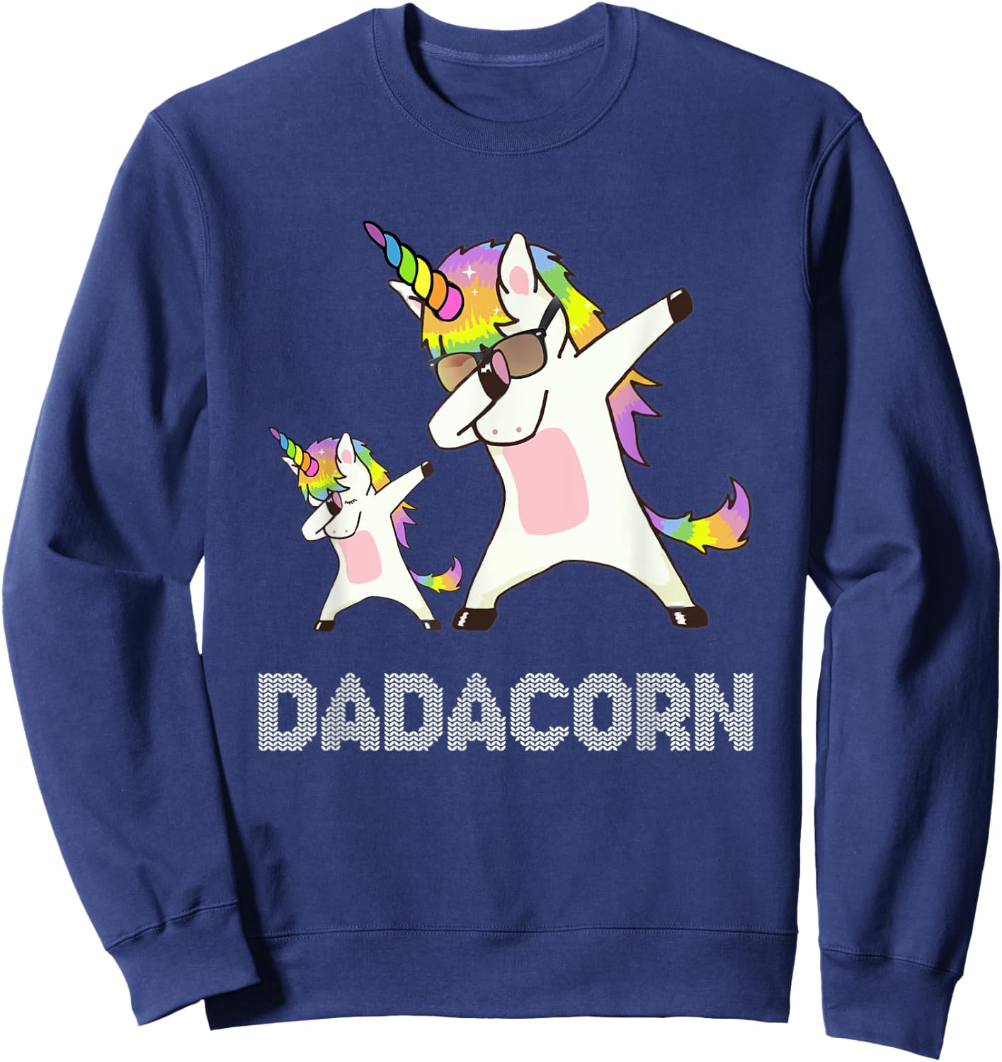 Dadacorn Unicorn Dad - Men-Adults - Black - Small - Short Sleeve - Cotton, Polyester Sweatshirt - Sweatshirt | Navy