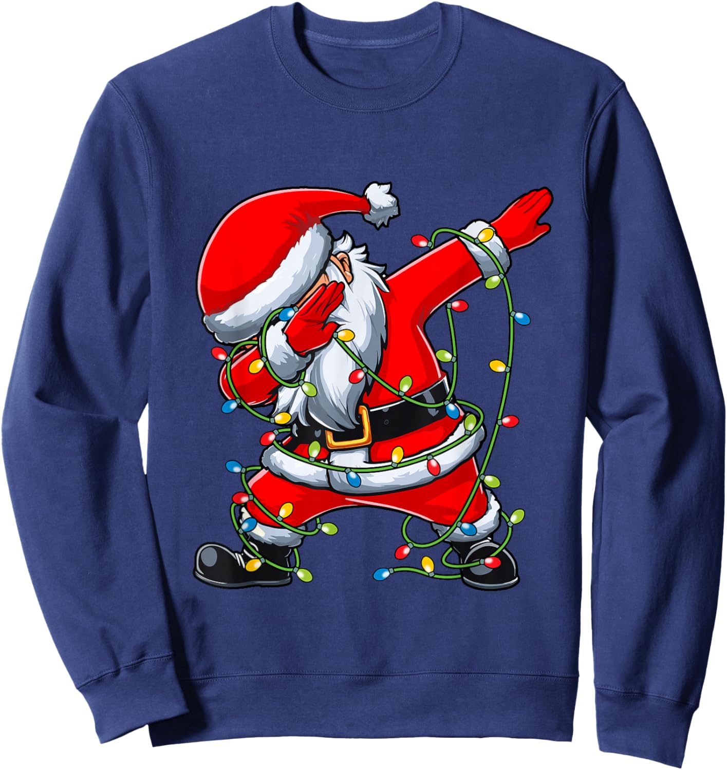 Santa Christmas Tree Lights Boys Girls Kids Dab Xmas Sweatshirt - Sweatshirt | Navy