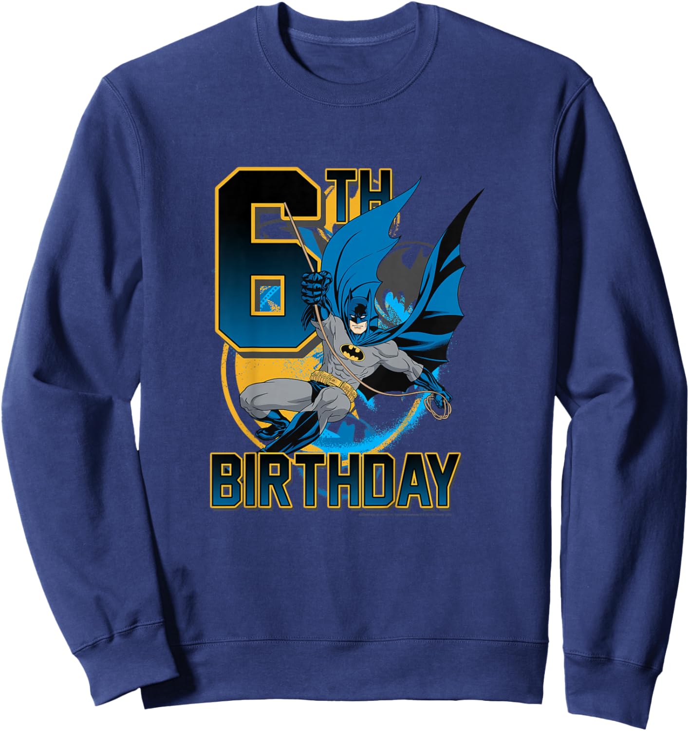 Kids DC Comics Batman 6th Birthday Classic Super Hero Pose Youth Sweatshirt - Sweatshirt | Navy