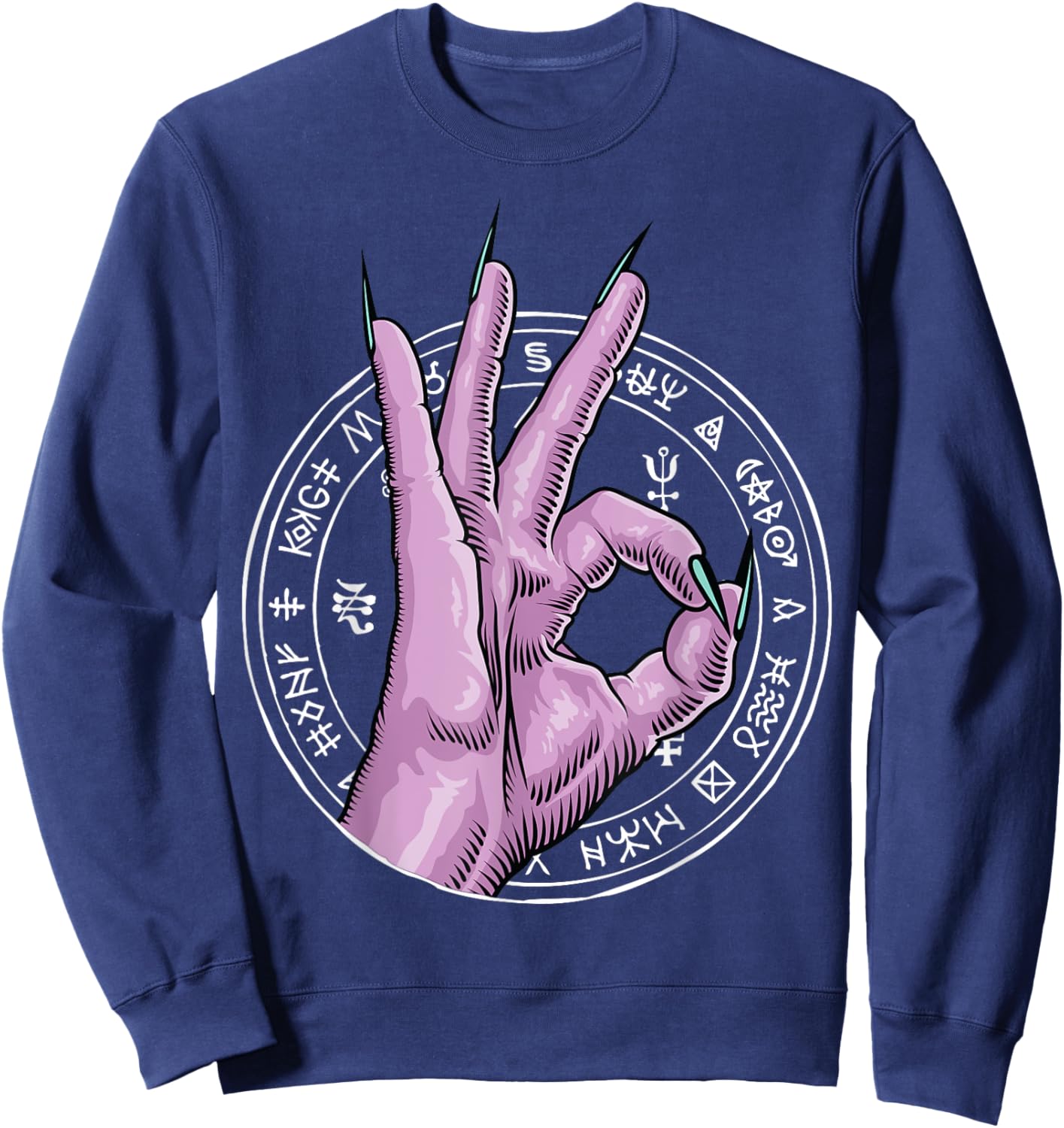666 Satan Hand Sign Occult Satanist Devil Demon Antichrist Sweatshirt - Sweatshirt | Navy