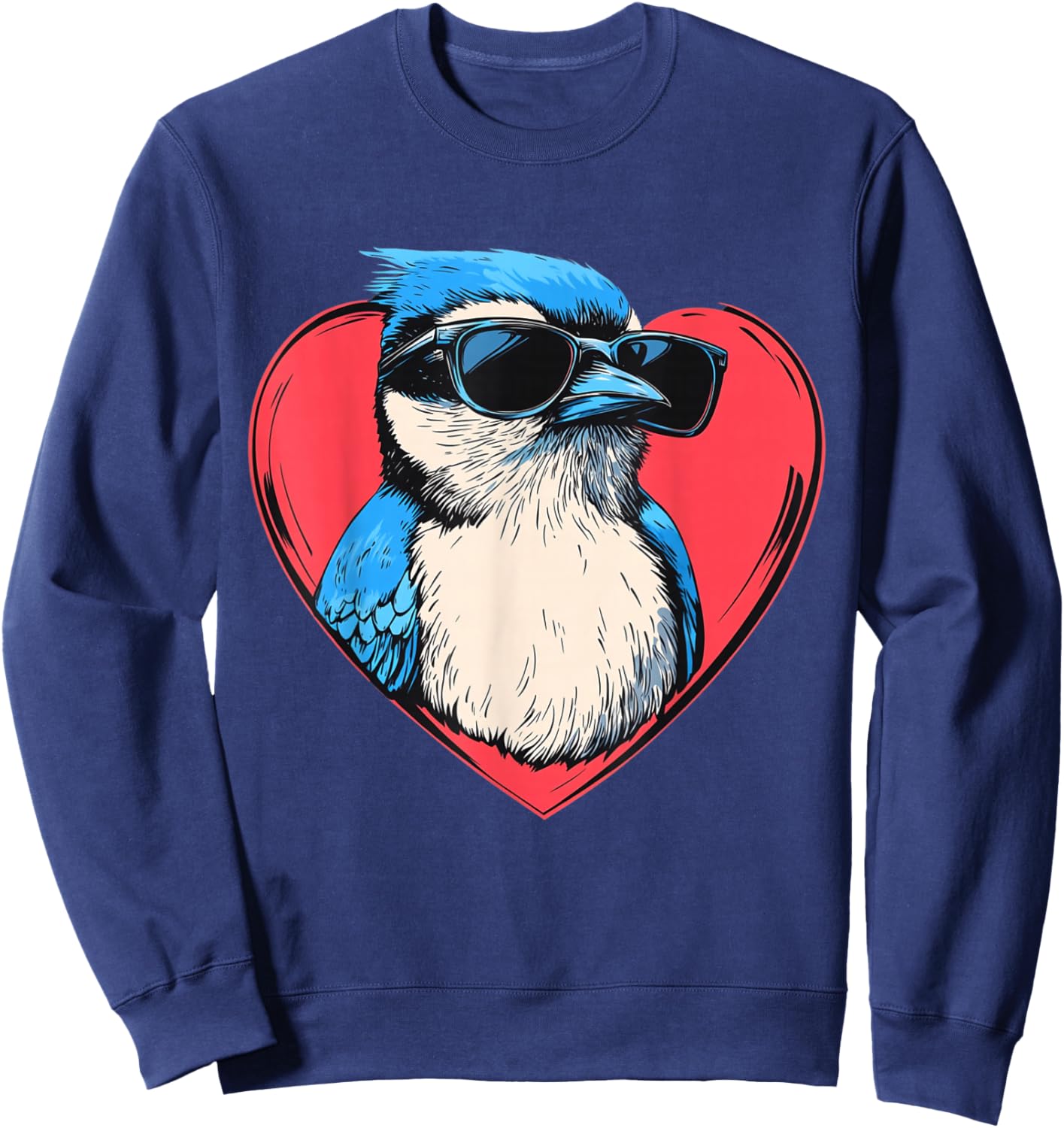 Retro Blue Jay Bird Lover Men Women Kids Valentines Day Sweatshirt - Sweatshirt | Navy