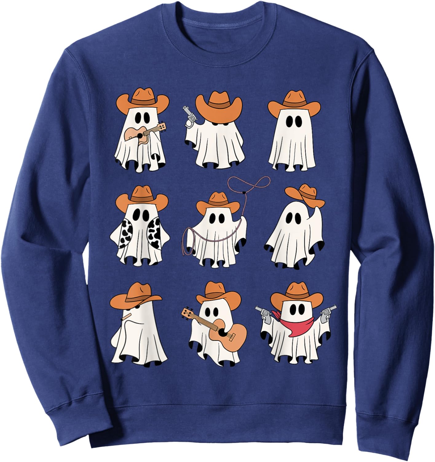 Cowboy Ghost Halloween Ghoul Design Funny Cowgirl Cowboy Sweatshirt - Sweatshirt | Navy