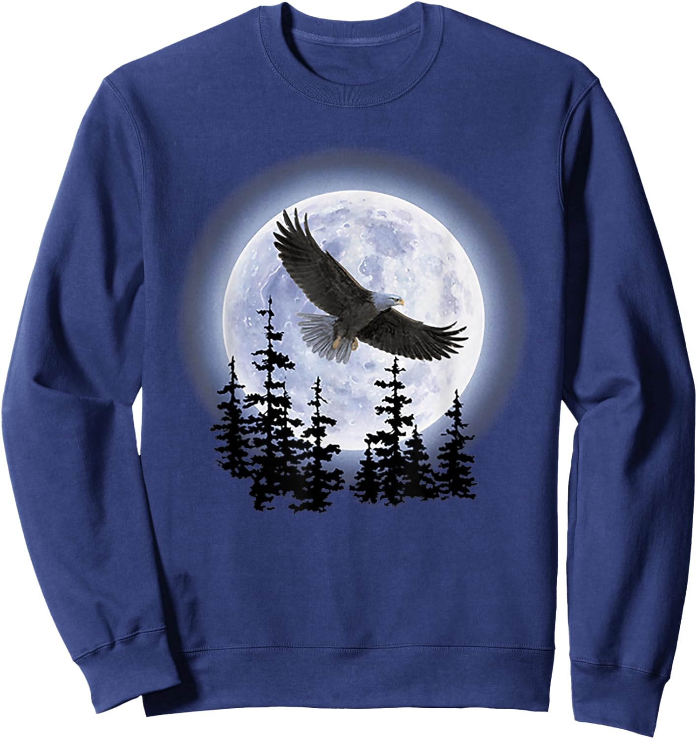 Bald Eagle with Moon Sweatshirt - Sweatshirt | Navy
