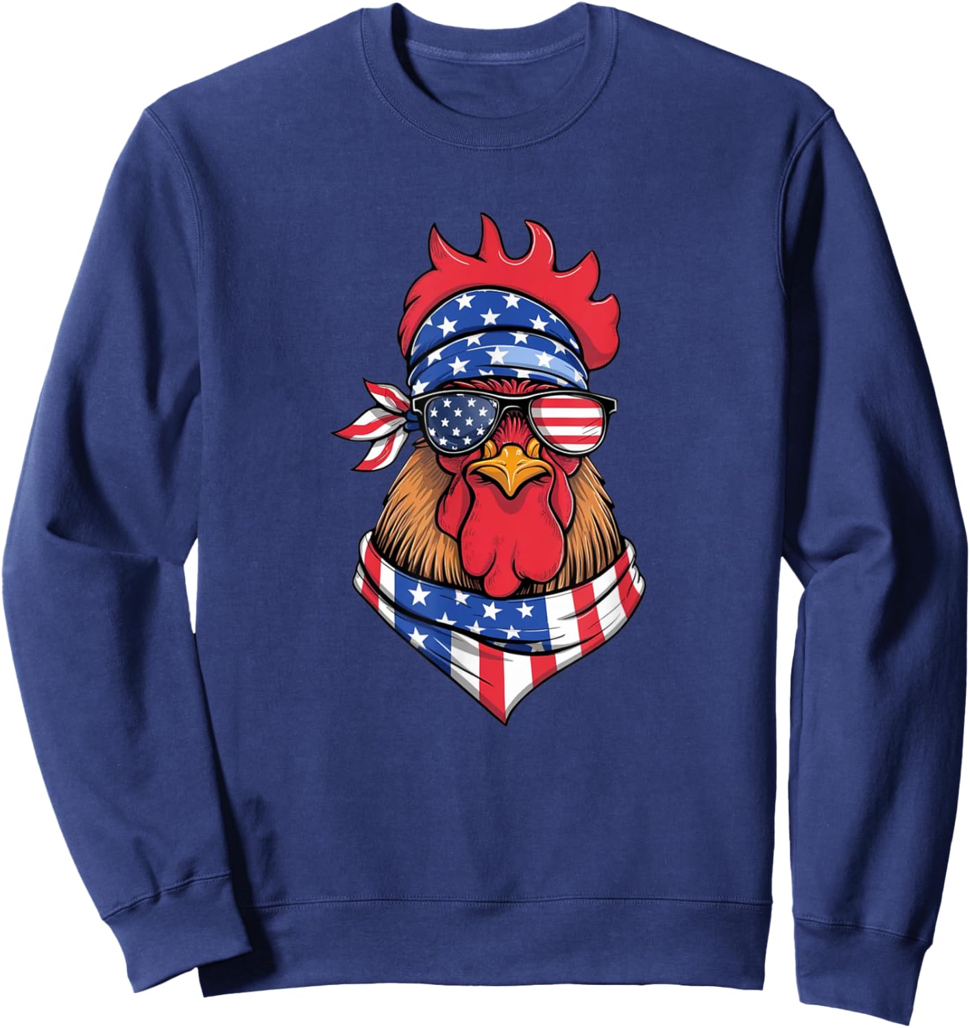Red White Blue Chicken Farm Animal Patriotic 4th Of July Sweatshirt - Sweatshirt | Navy