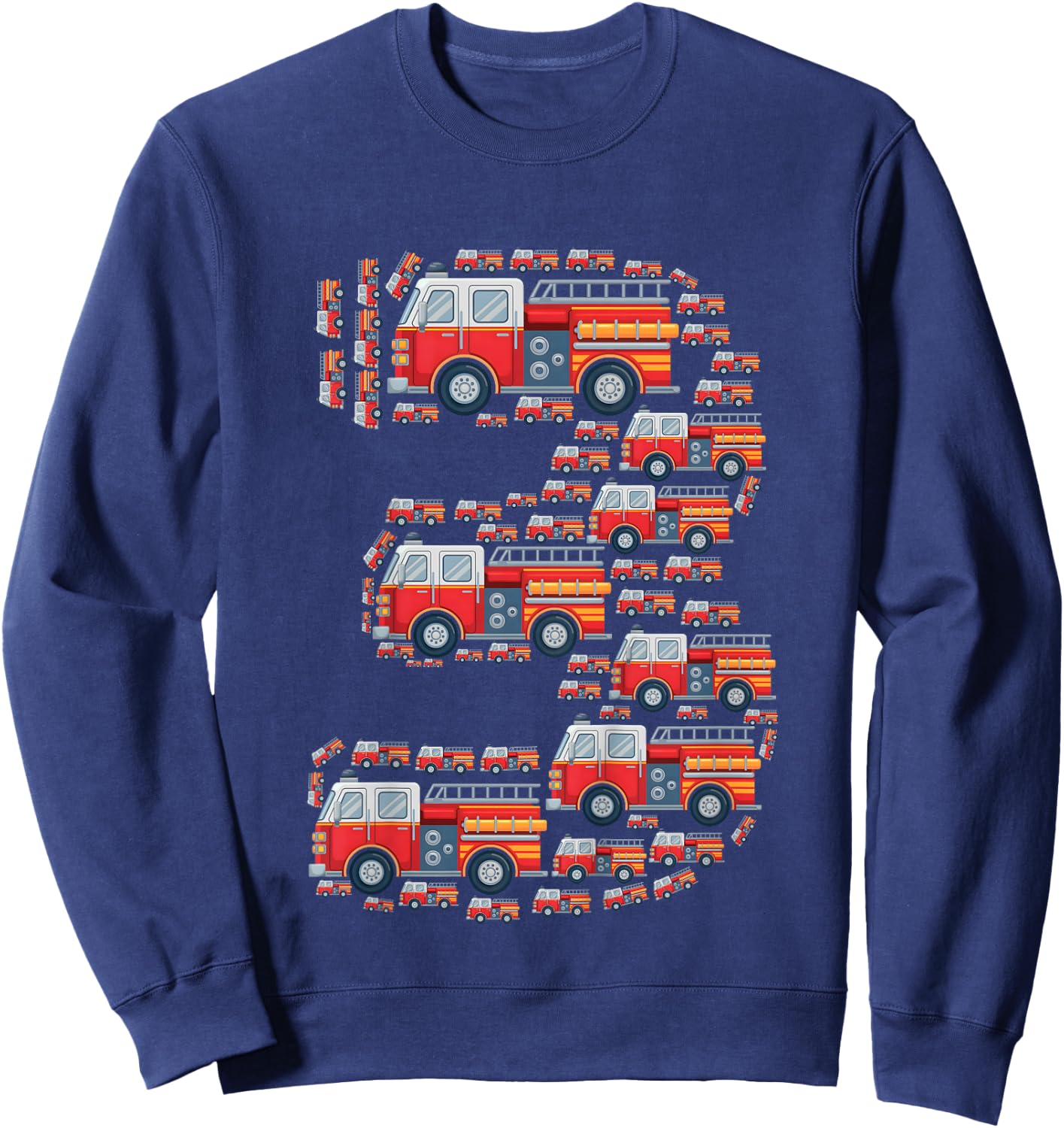 Kids Fire Truck 3rd Birthday Boy 3 Year Old Toddler Firefighter Sweatshirt - Sweatshirt | Navy