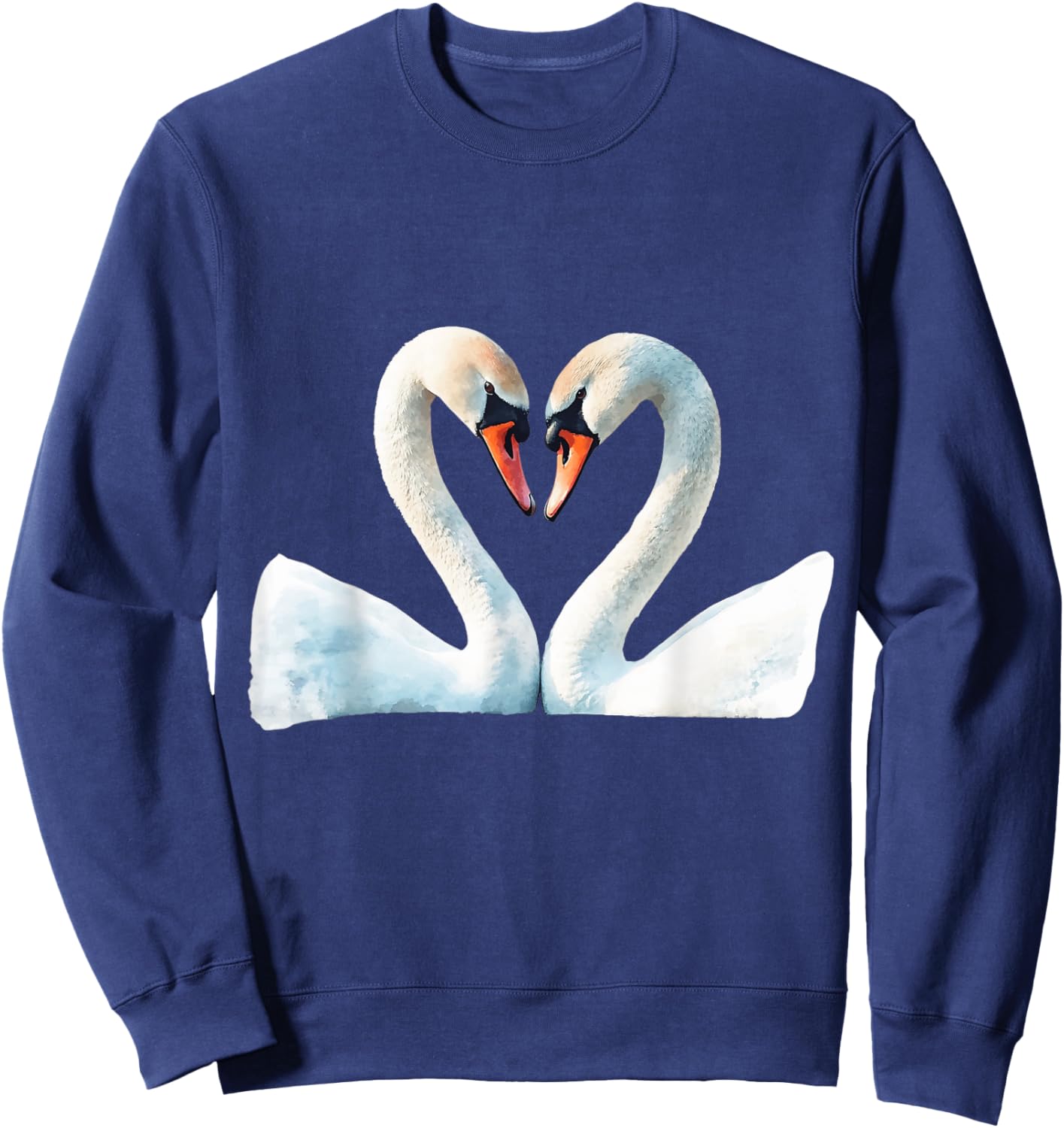 Romantic Swan Couple Heart Shape Love Sweatshirt - Sweatshirt | Navy