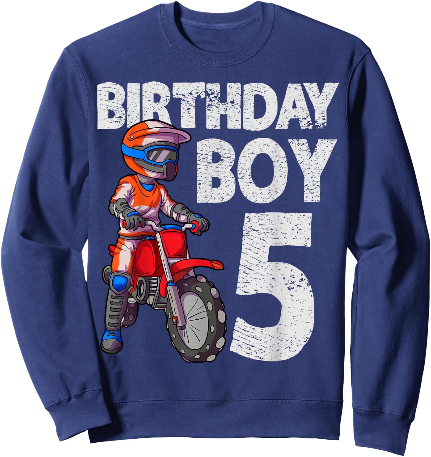 Motocross 5th Birthday Kids MX 5 Year Old Dirt Bike Birthday Sweatshirt - Sweatshirt | Navy