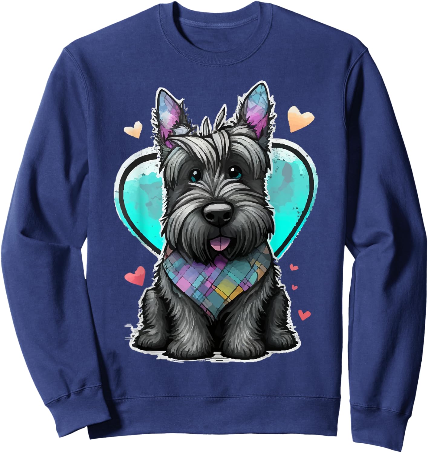 I Love My Scottish Terrier Scottie Dog Valentines Heart Art Sweatshirt - Sweatshirt | Navy
