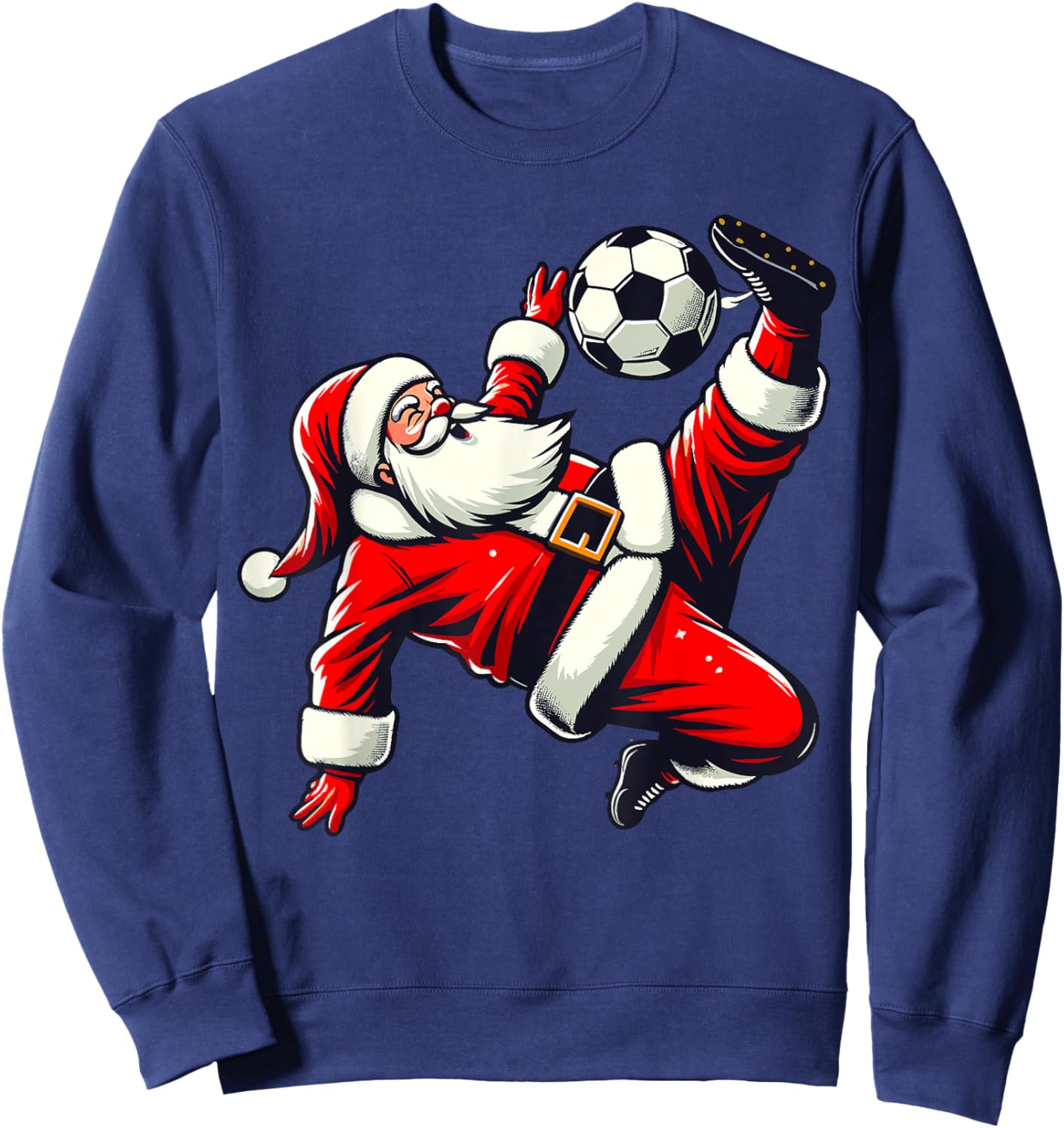 Santa Plays Soccer Bicycle Kick, Christmas Women Men Kids Sweatshirt - Sweatshirt | Navy