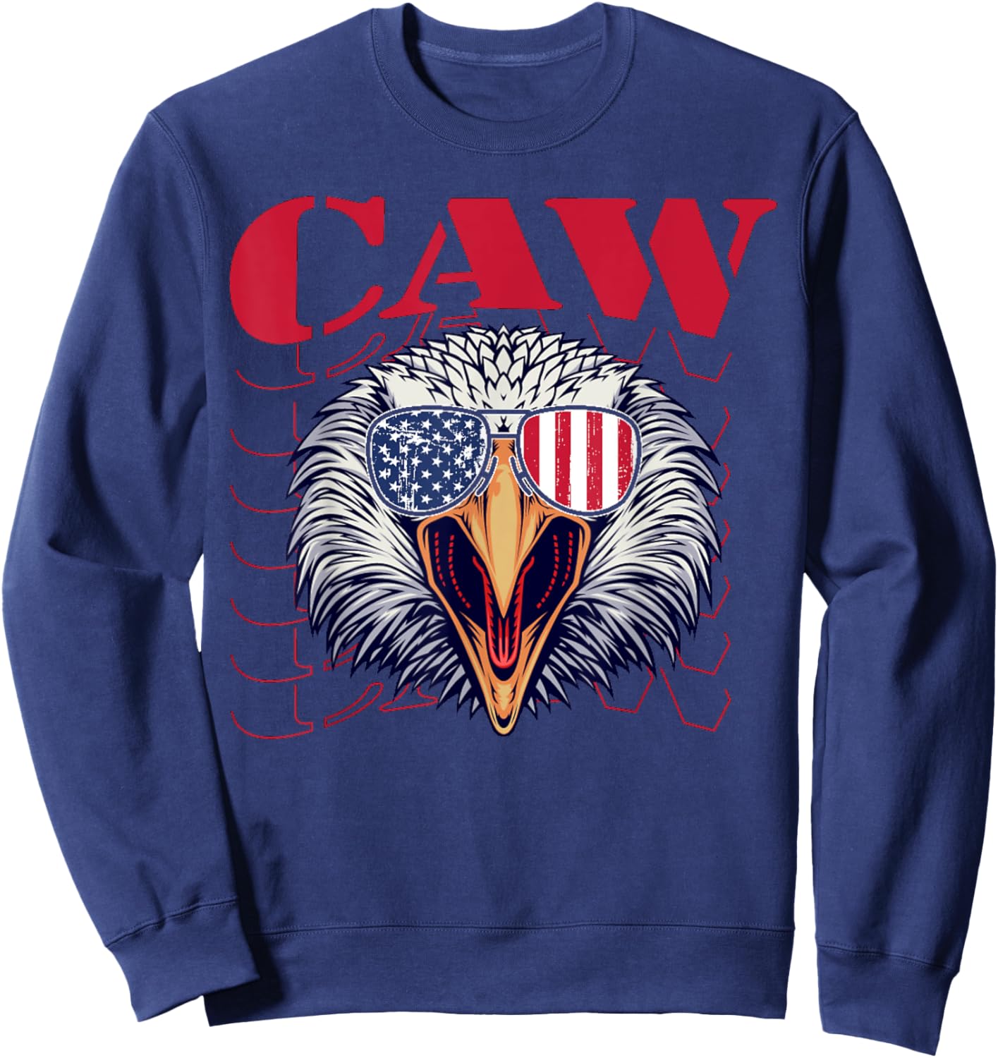 4th Of July Eagle Caw Retro American Flag Sweatshirt - Sweatshirt | Navy
