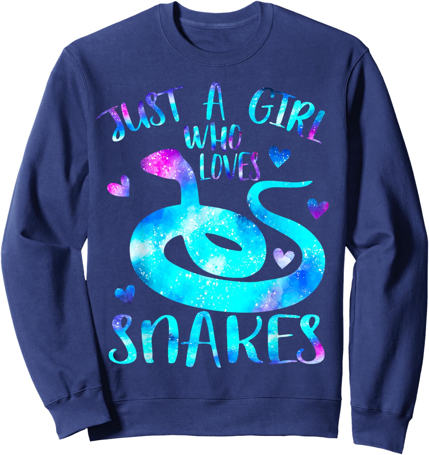 Just a Girl Who Loves Snakes Theme Cute Snake Lover Galaxy Sweatshirt - Sweatshirt | Navy