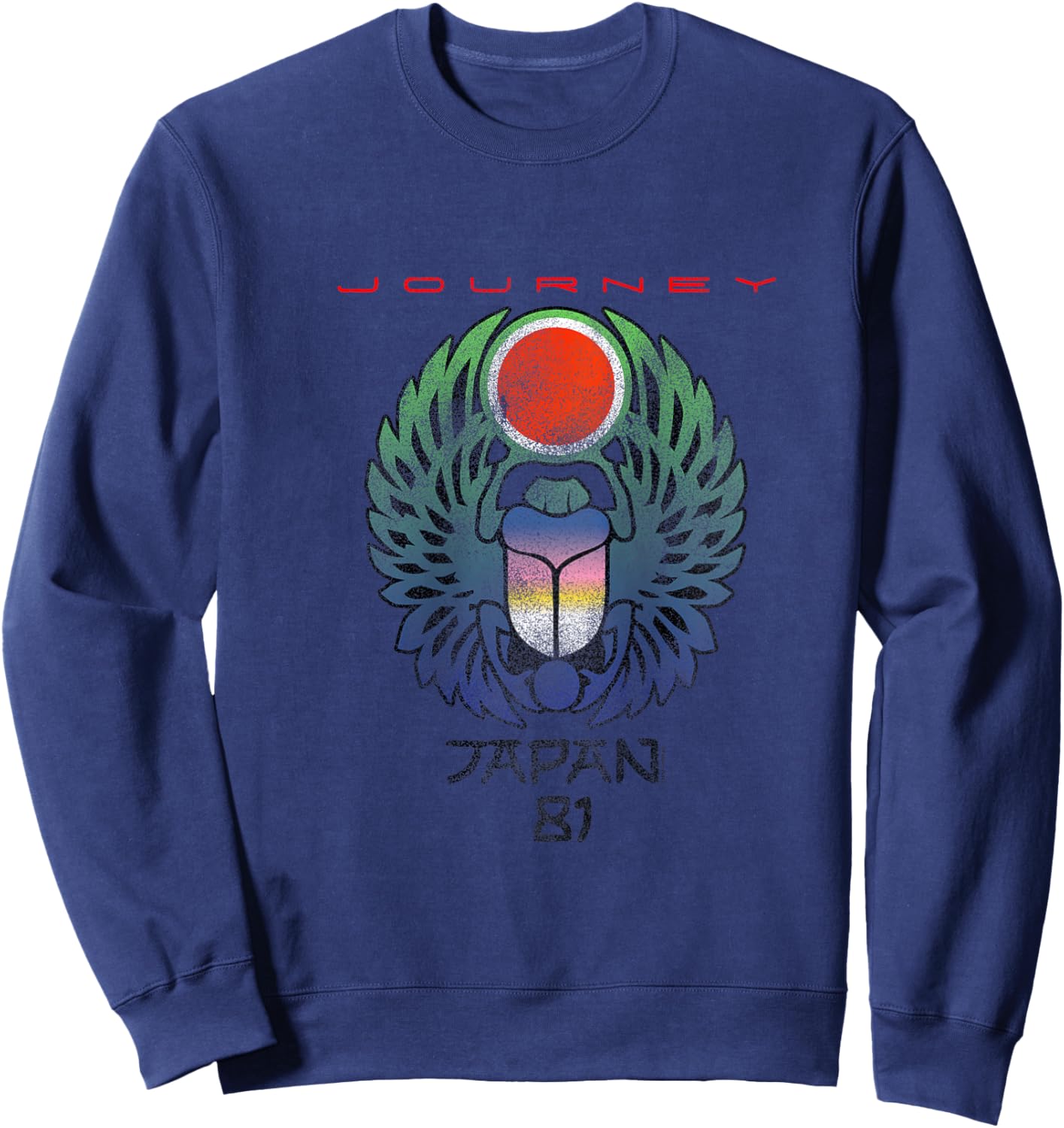 Journey Infinity Wings Vivid Scarab Music Vintage Band Raglan Baseball Sweatshirt - Sweatshirt | Navy