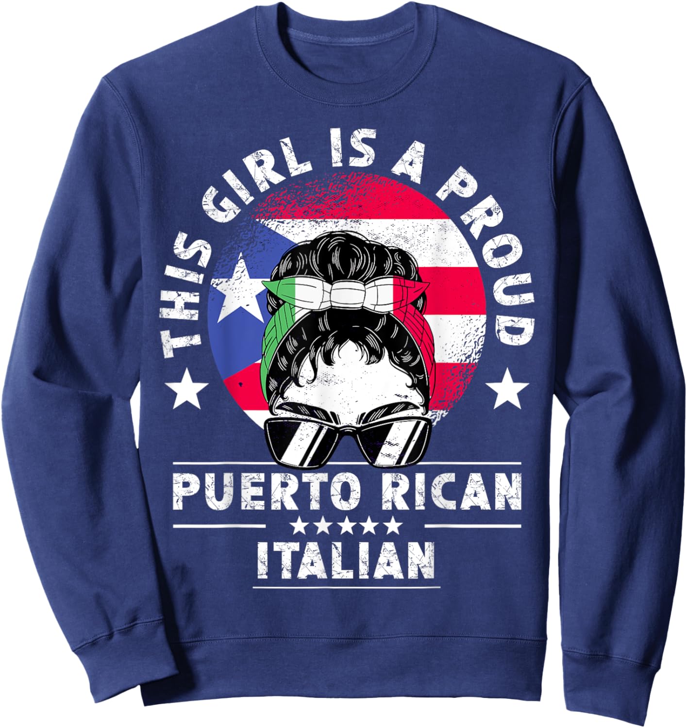 Puerto Rico Flag Italy Grown Women Girl Pride Sweatshirt - Sweatshirt | Navy