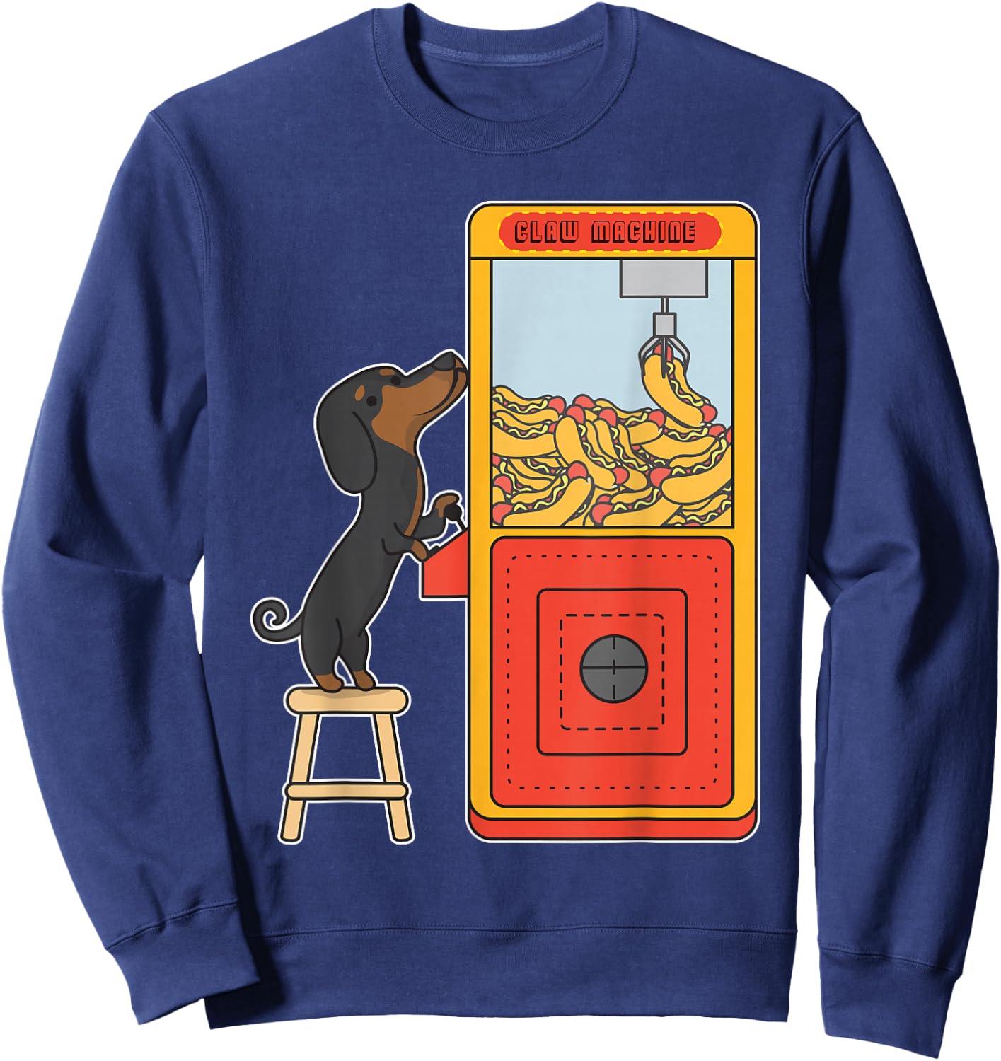 Dachshund Claw Crane Game Funny Wiener Dog Sweatshirt - Sweatshirt | Navy