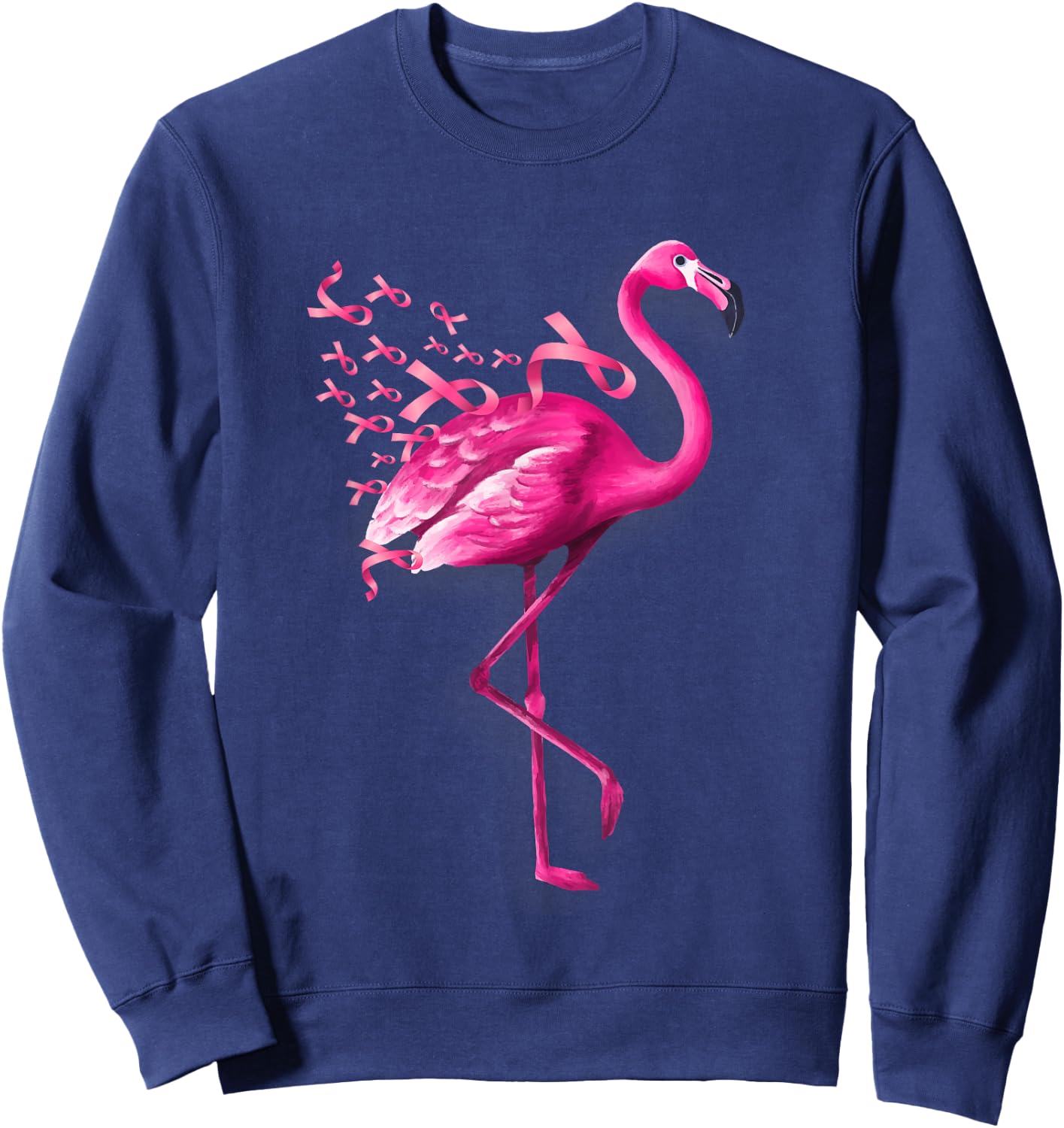 Pink Bird Flamingo Breast Cancer Awareness Sweatshirt - Sweatshirt | Navy