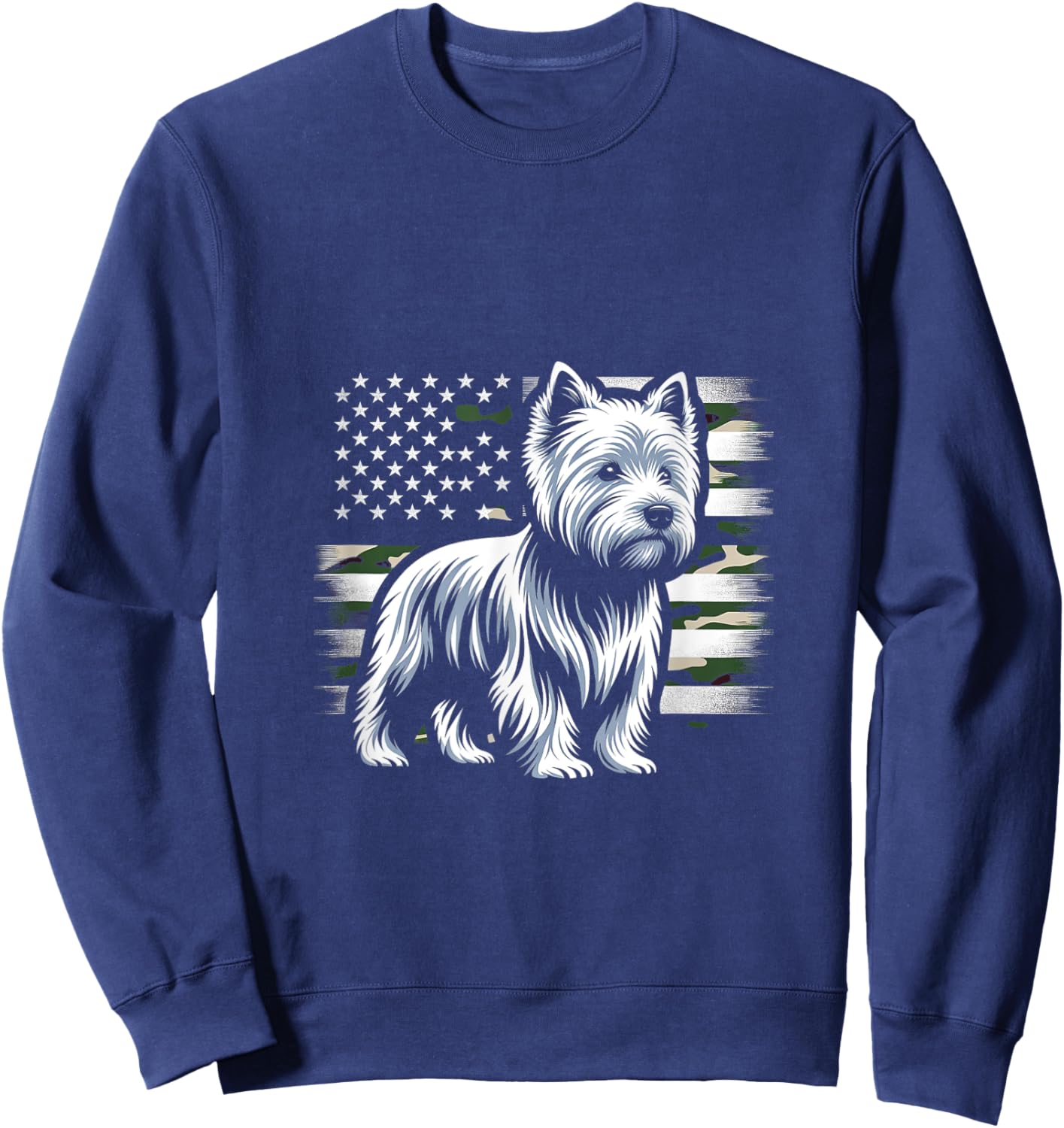 West Highland White Terrier Dog USA Flag Women Men Sweatshirt - Sweatshirt | Navy