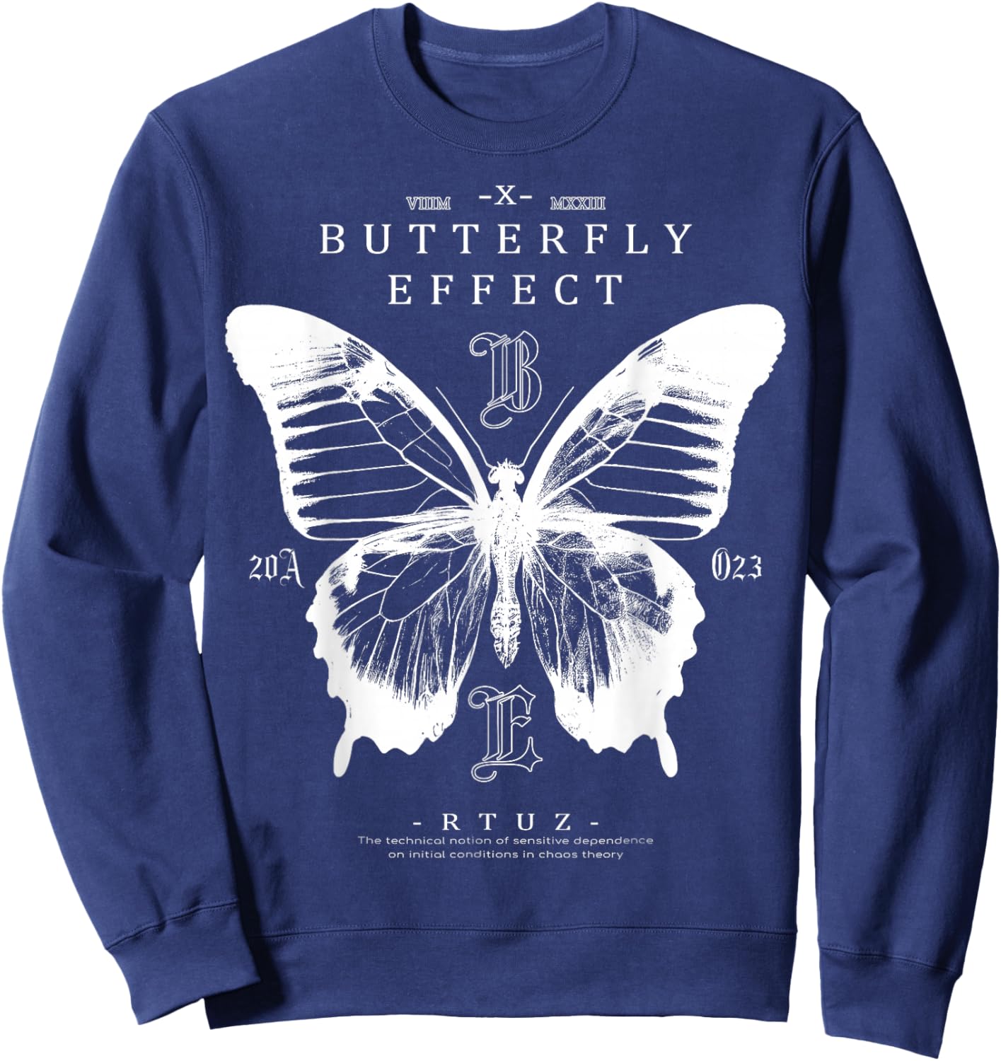 Hip Hop Y2K Hipster Streetwear Motte Butterfly Schmetterling Sweatshirt - Sweatshirt | Navy