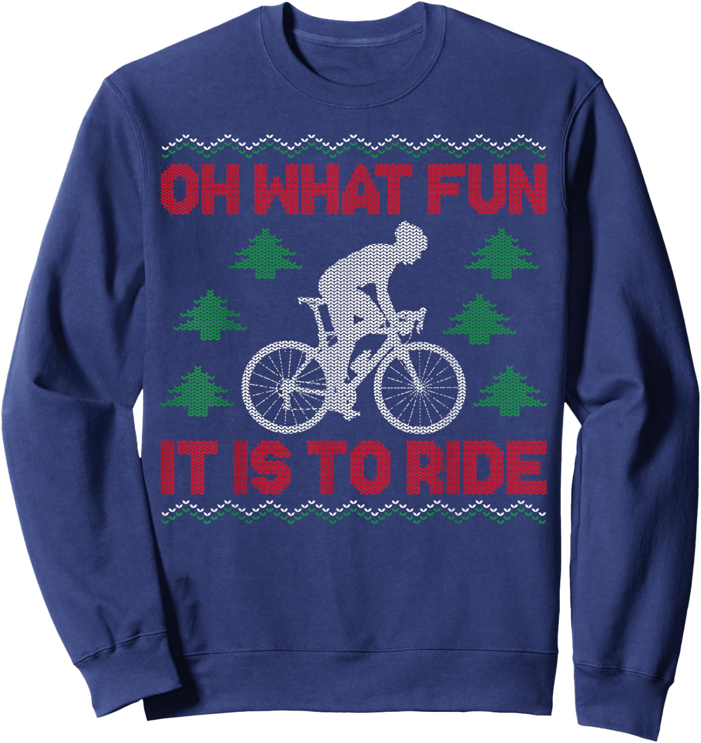 Funny Road Bike Riding Cycling Ugly Christmas Sweater Oh Sweatshirt - Sweatshirt | Navy