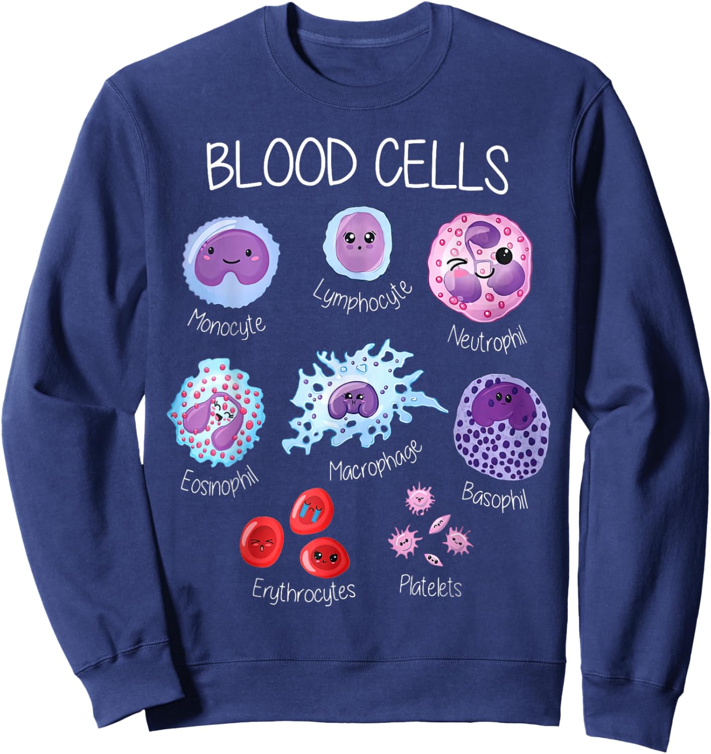 Blood Cell Types Hematologist Pathologist Lab Scientist Sweatshirt - Sweatshirt | Navy