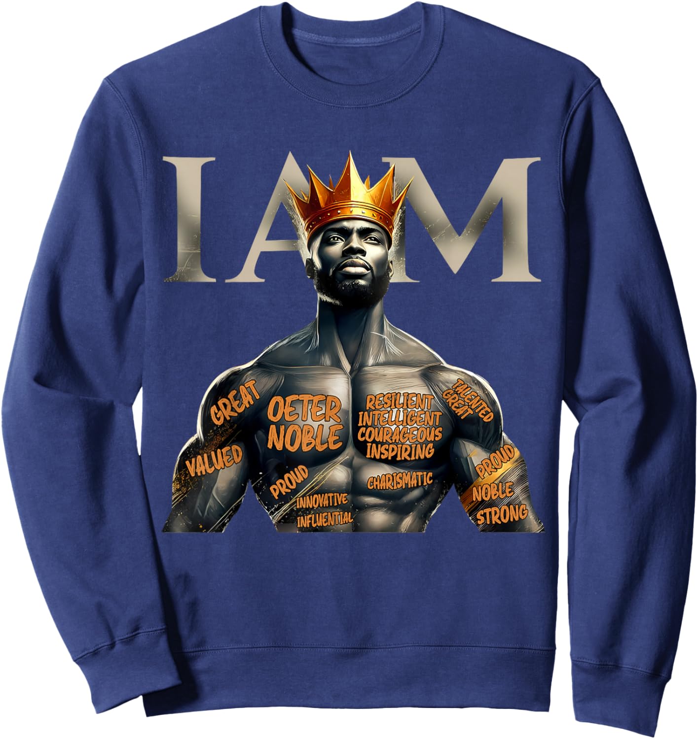 Black History I Am Black Man King Dad Afro Melanin Men Sweatshirt - Sweatshirt | Navy