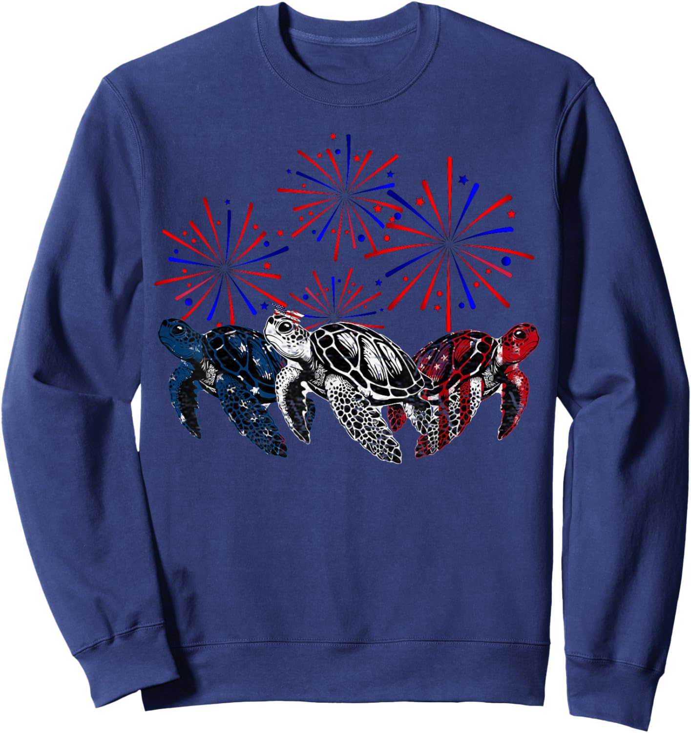 Sea Turtles USA Flag Women Men Sea Turtles Lover 4th Of July Sweatshirt - Sweatshirt | Navy