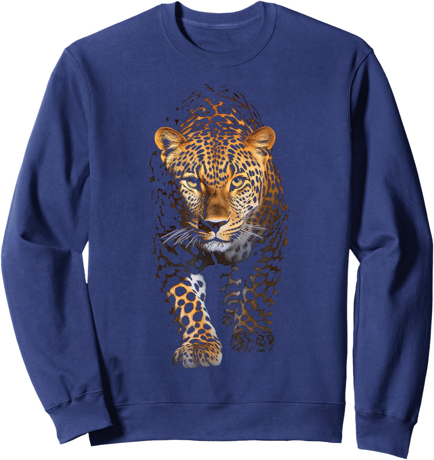 Leopard Portrait Animal Illustration Art Leopard Sweatshirt - Sweatshirt | Navy