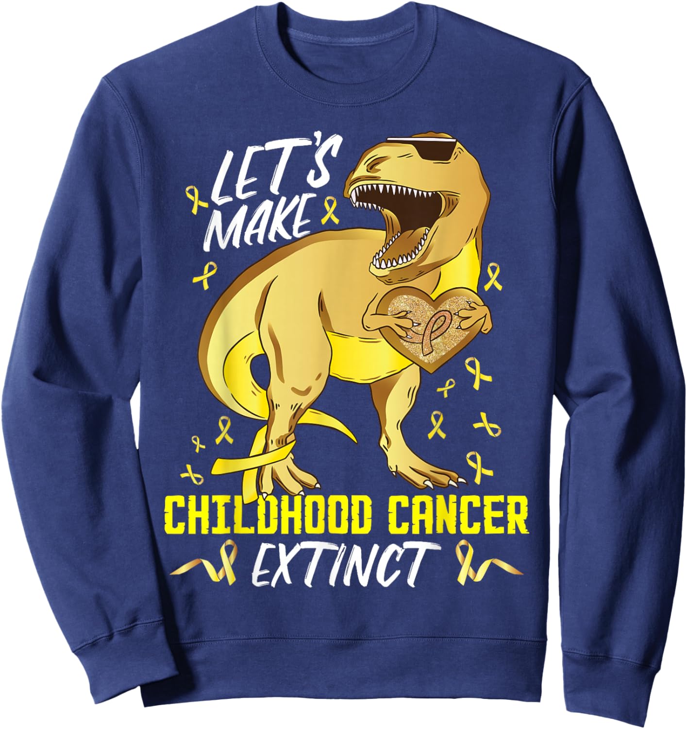Childhood Cancer Awareness Toddler Dinosaur Childhood Cancer Sweatshirt - Sweatshirt | Navy