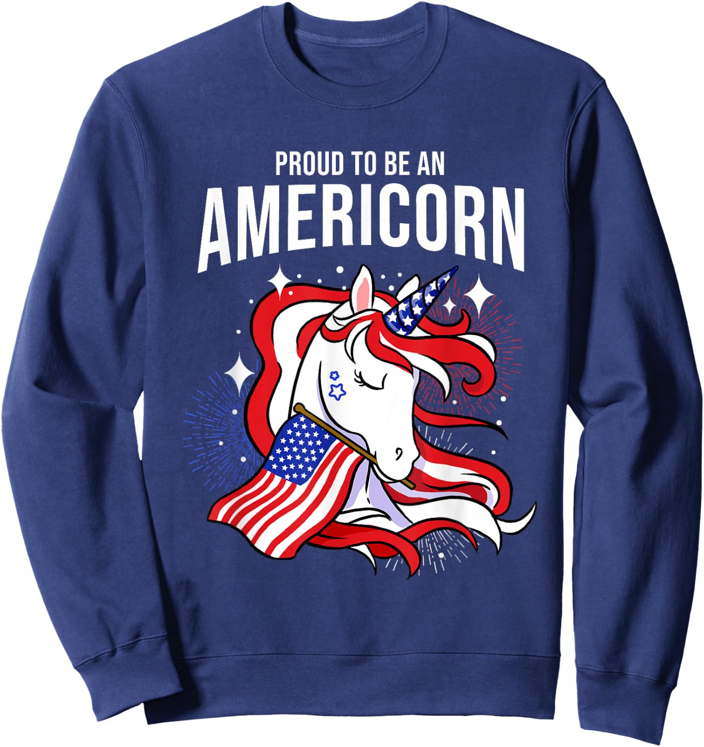 Proud To Be An Americorn Fourth Of July Sweatshirt - Sweatshirt | Navy