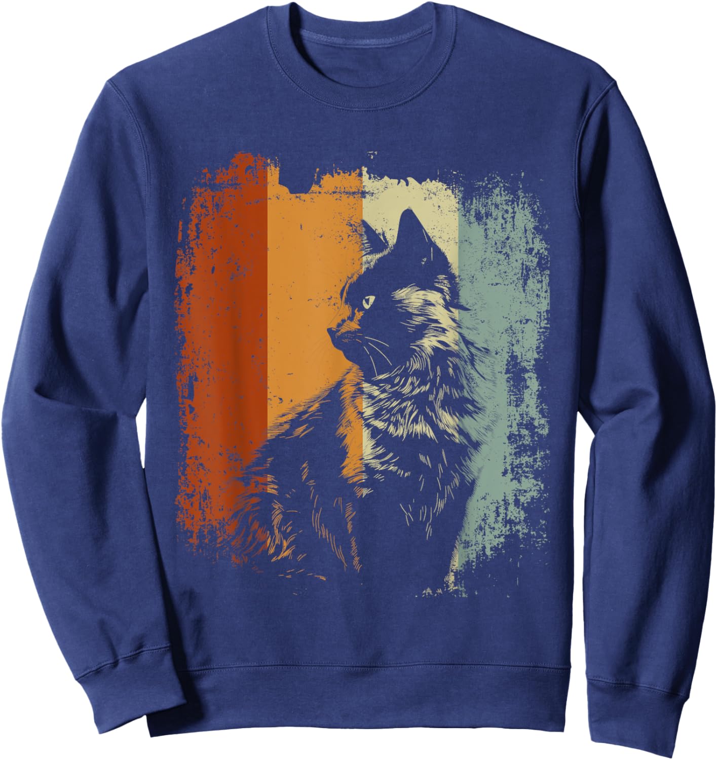 Nebelung Cat Retro Style Sweatshirt - Sweatshirt | Navy