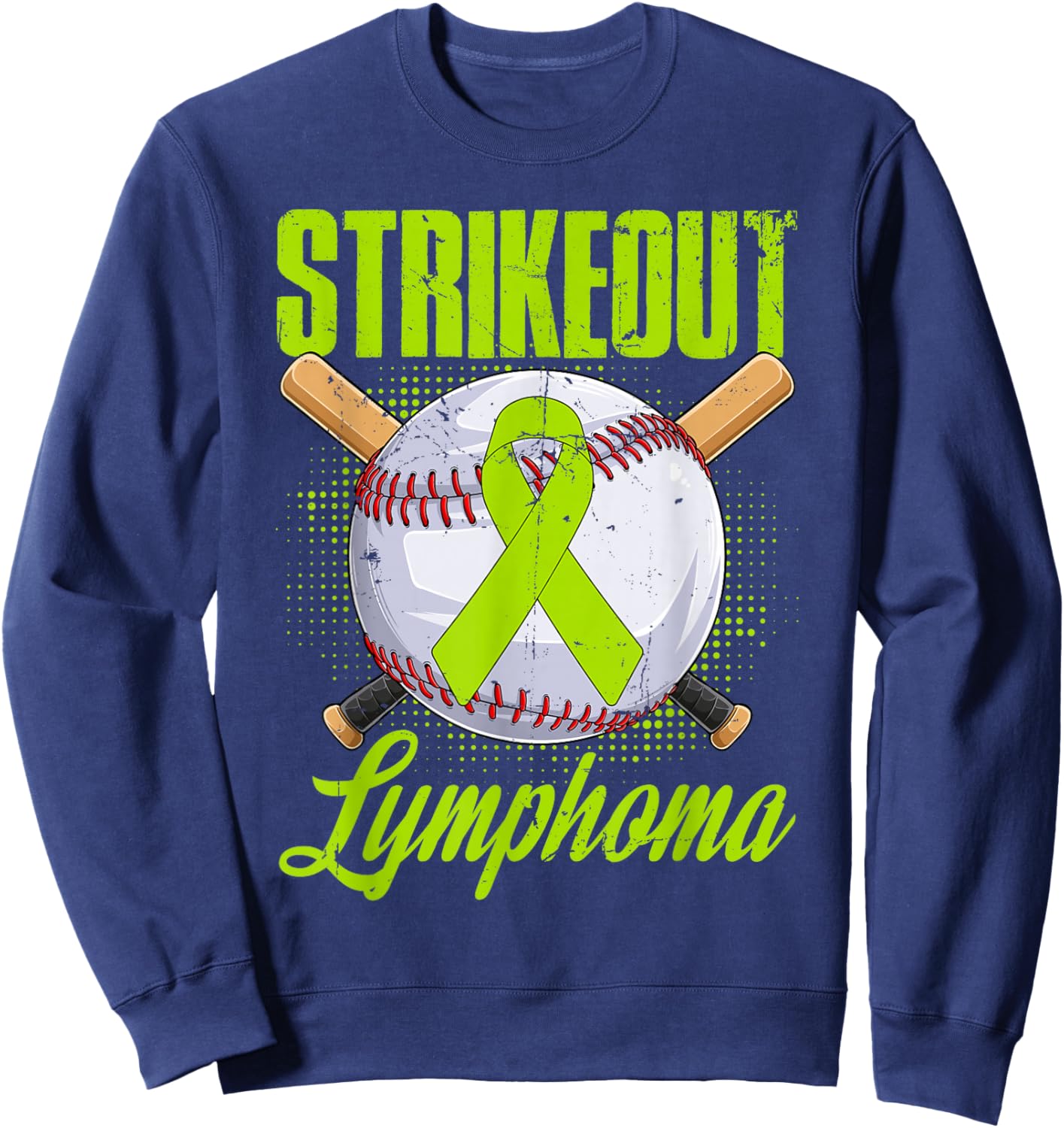 Strikeout Lymphoma Awareness Fighter Warrior Baseball Ball Sweatshirt - Sweatshirt | Navy