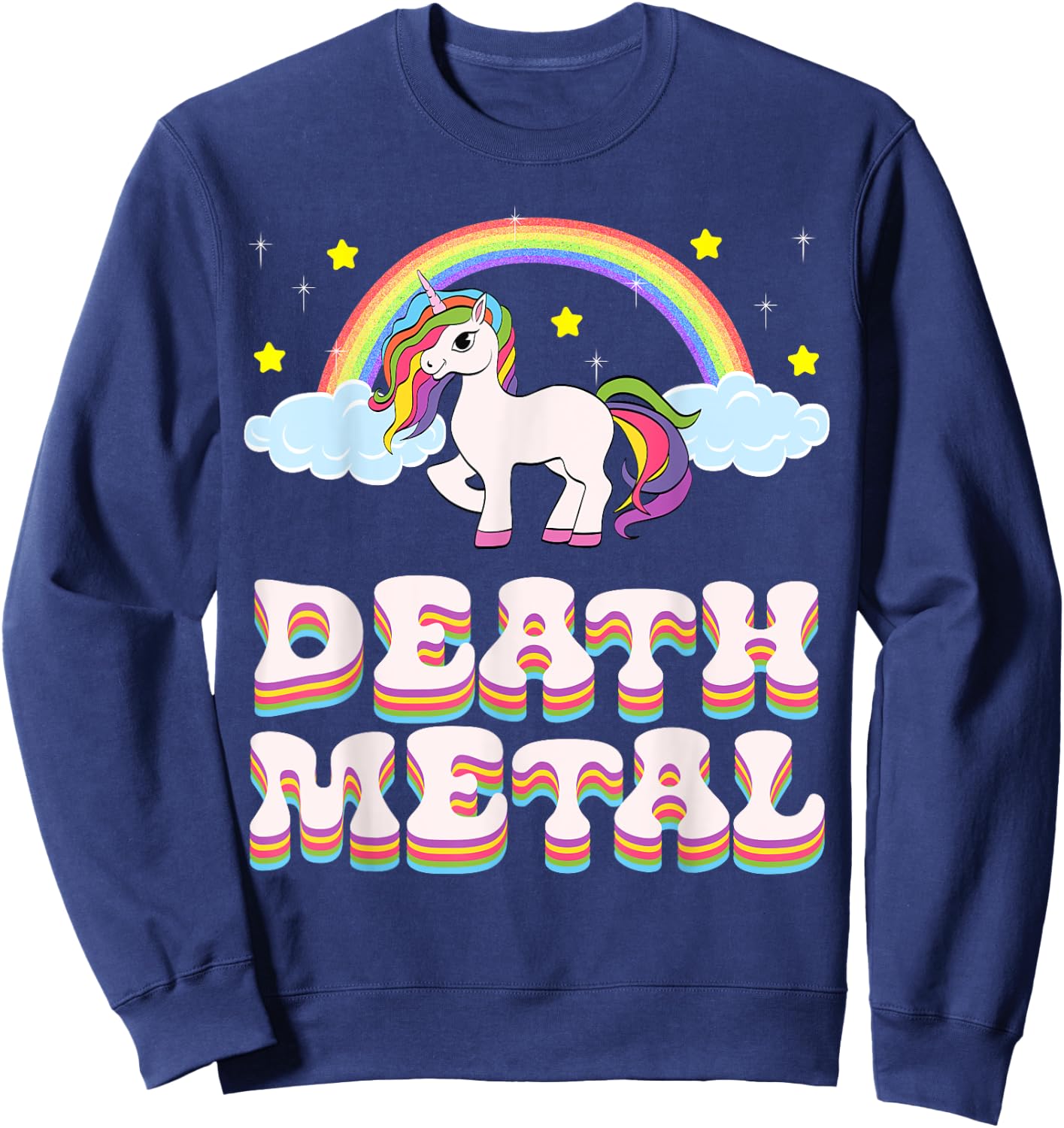 Funny Death Metal Unicorn Rainbow Gift Sweatshirt - Sweatshirt | Navy
